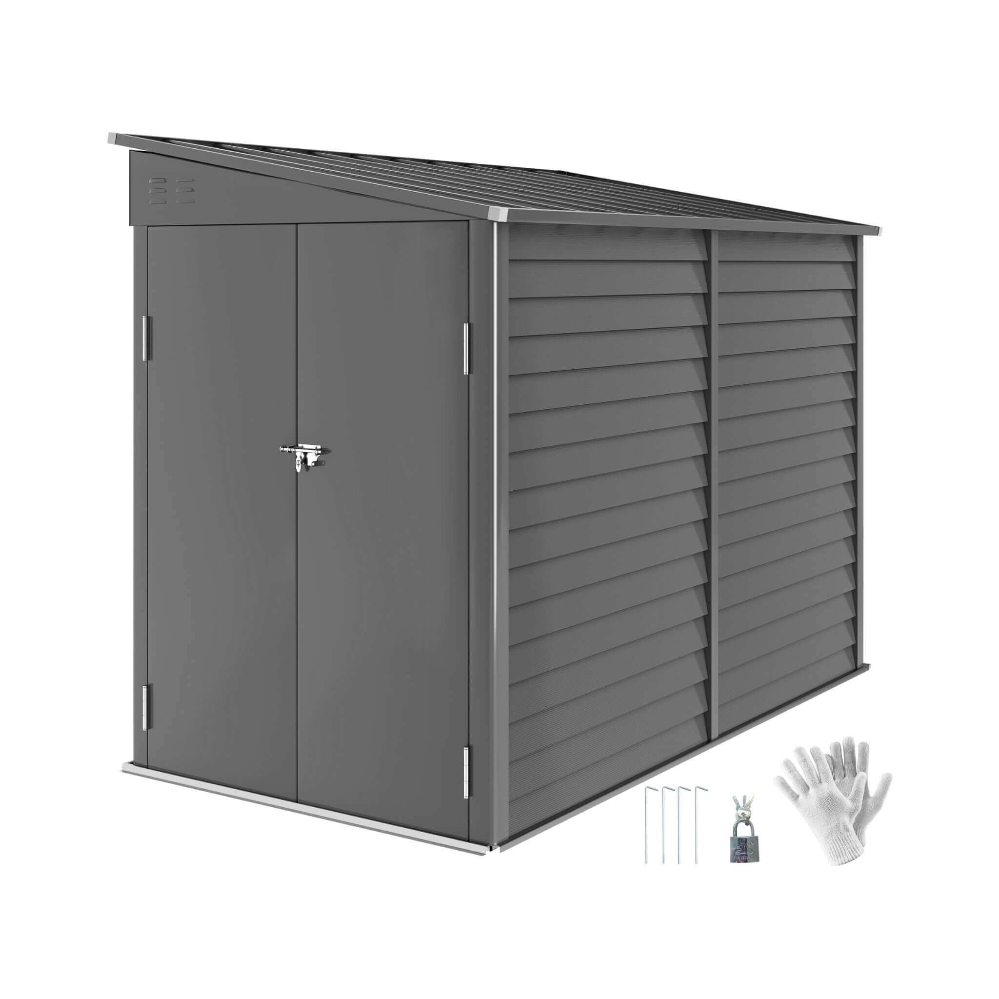 [05X09FT] Alora Heavy-Duty Outdoor Galvanized Steel Storage Shed with Lockable Doors