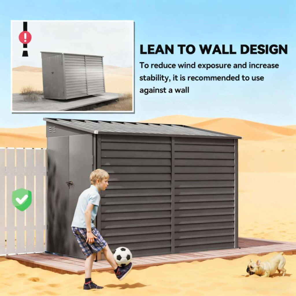 [05X09FT] Alora Heavy-Duty Outdoor Galvanized Steel Storage Shed with Lockable Doors