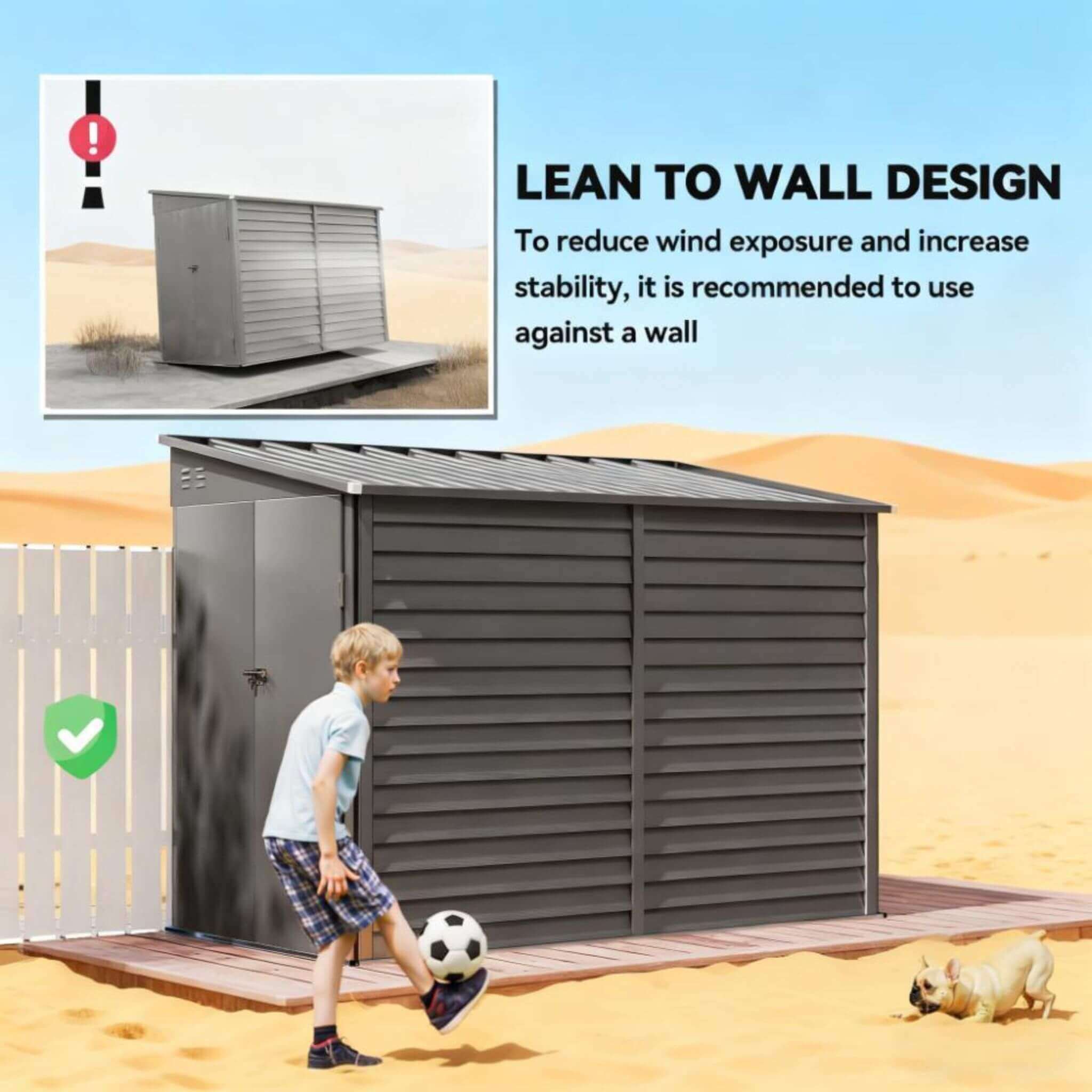 [05X09FT] Alora Heavy-Duty Outdoor Galvanized Steel Storage Shed with Lockable Doors