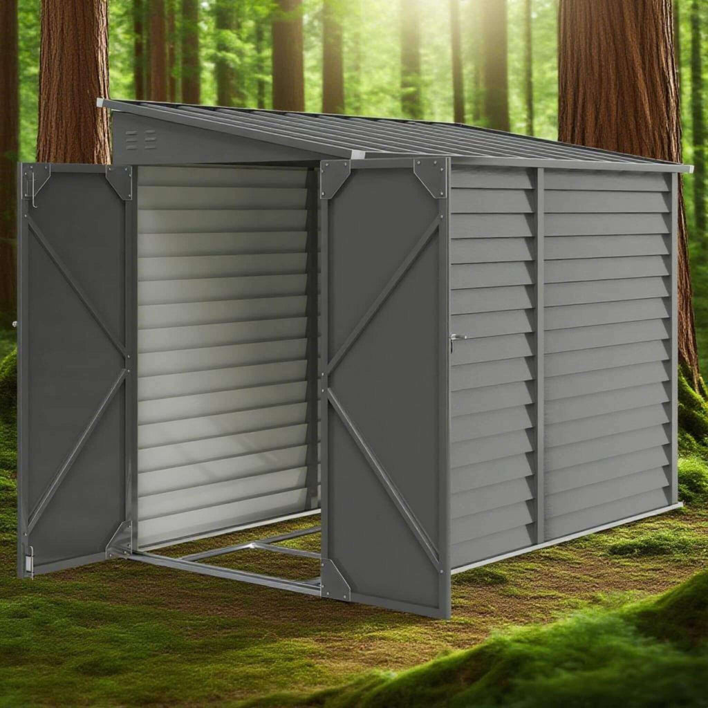 [05X09FT] Alora Heavy-Duty Outdoor Galvanized Steel Storage Shed with Lockable Doors