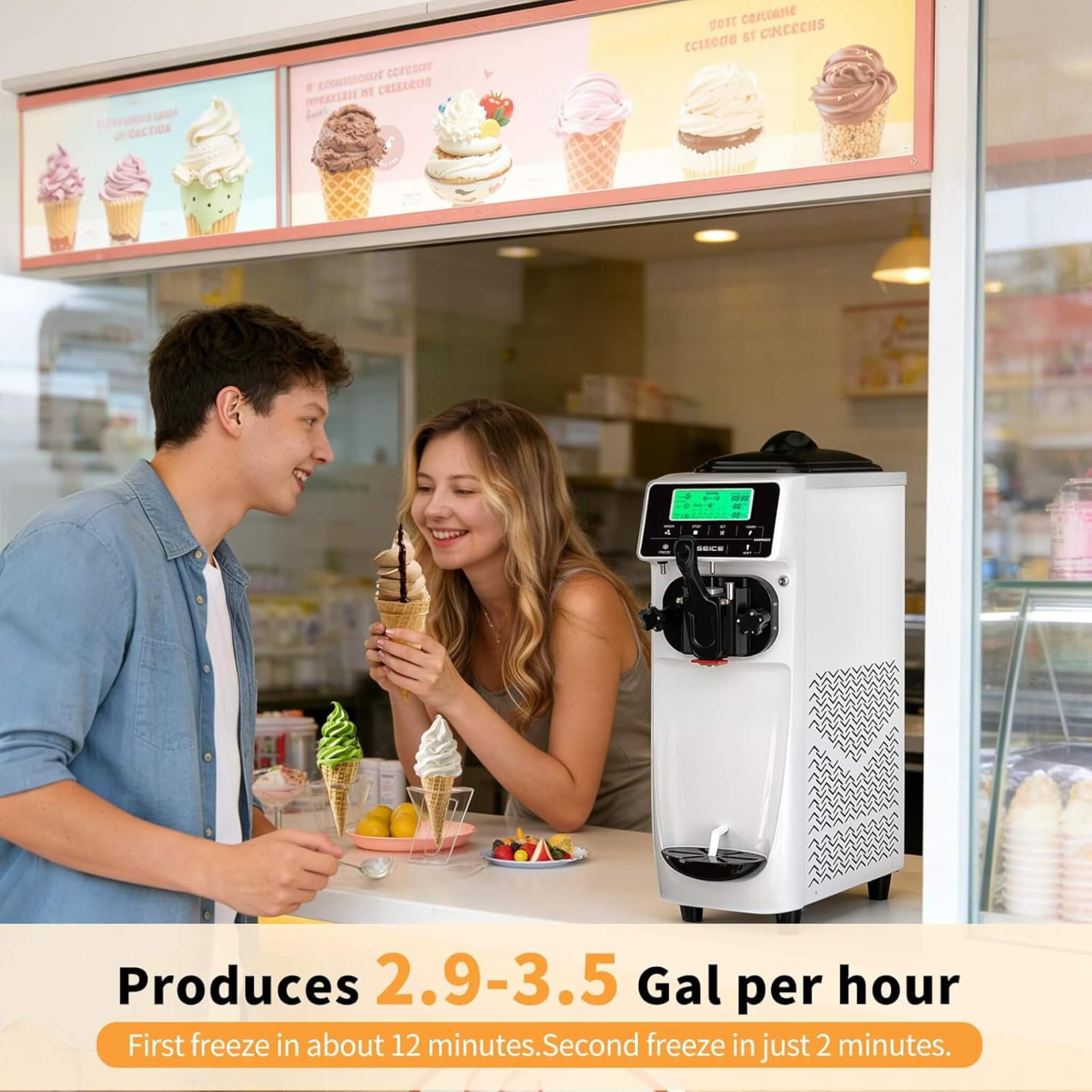1.6-Gal Single-Flavor Soft Serve Ice Cream Maker with Pre Cool