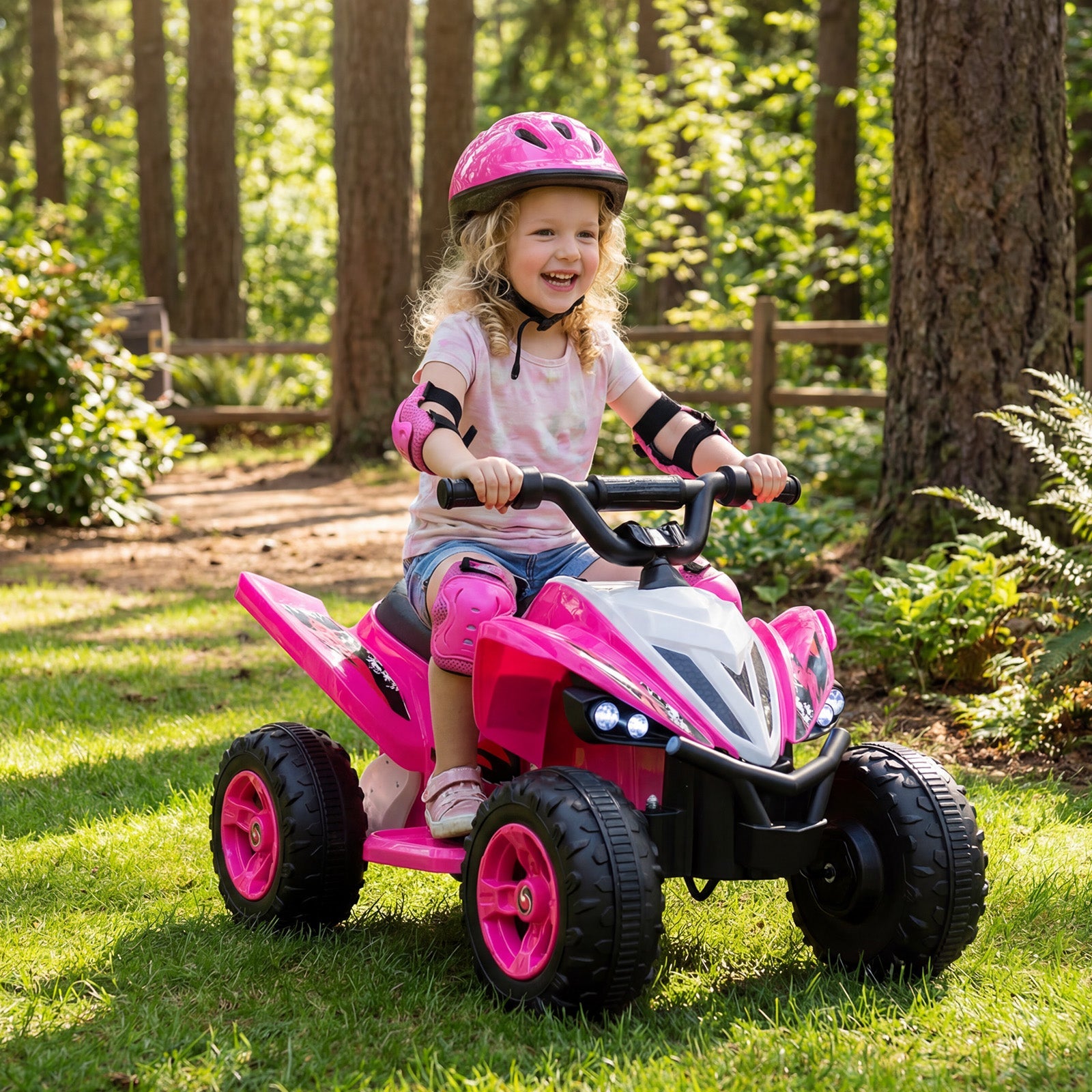 12V Kids Ride on Atv 4-Wheeler Quad with LED Lights and 7 Mph Max Speed