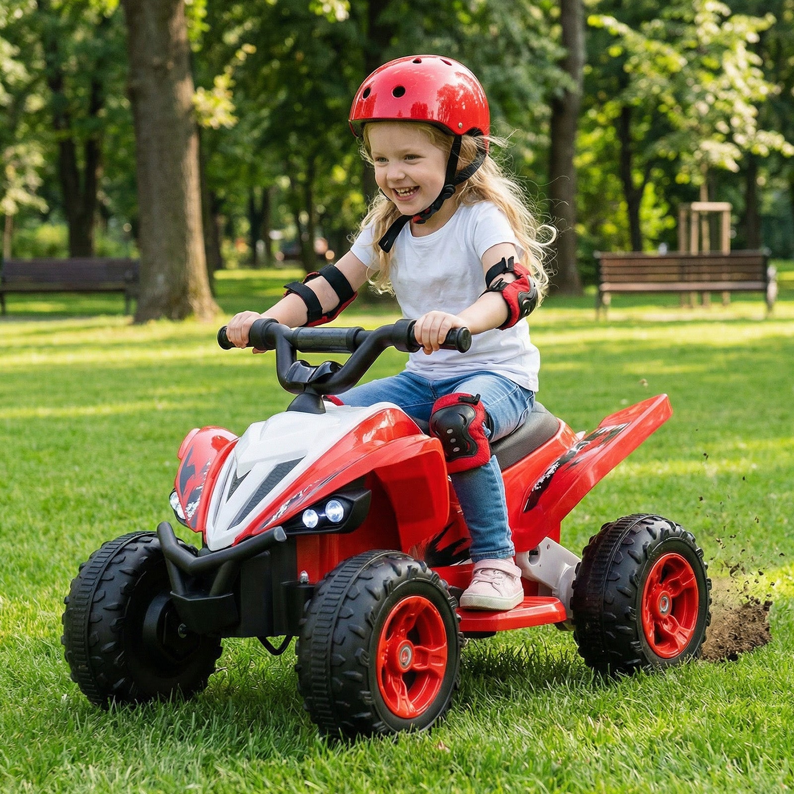12V Kids Ride on Atv 4-Wheeler Quad with LED Lights and 7 Mph Max Speed