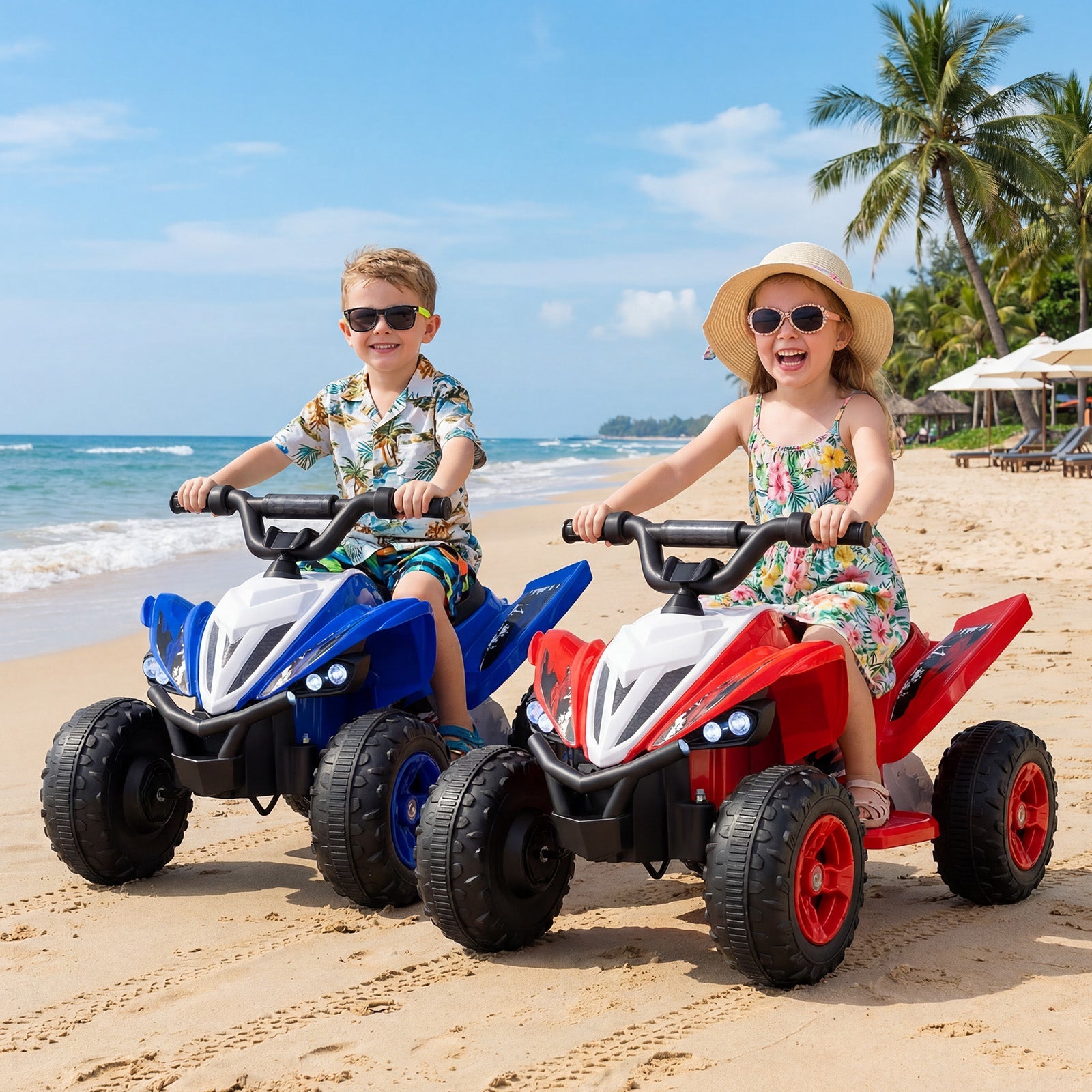 12V Kids Ride on Atv 4-Wheeler Quad with LED Lights and 7 Mph Max Speed