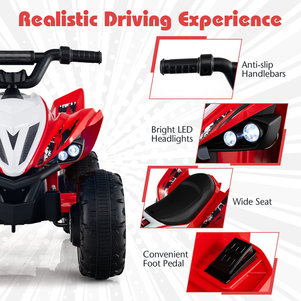 12V Kids Ride on Atv 4-Wheeler Quad with LED Lights and 7 Mph Max Speed