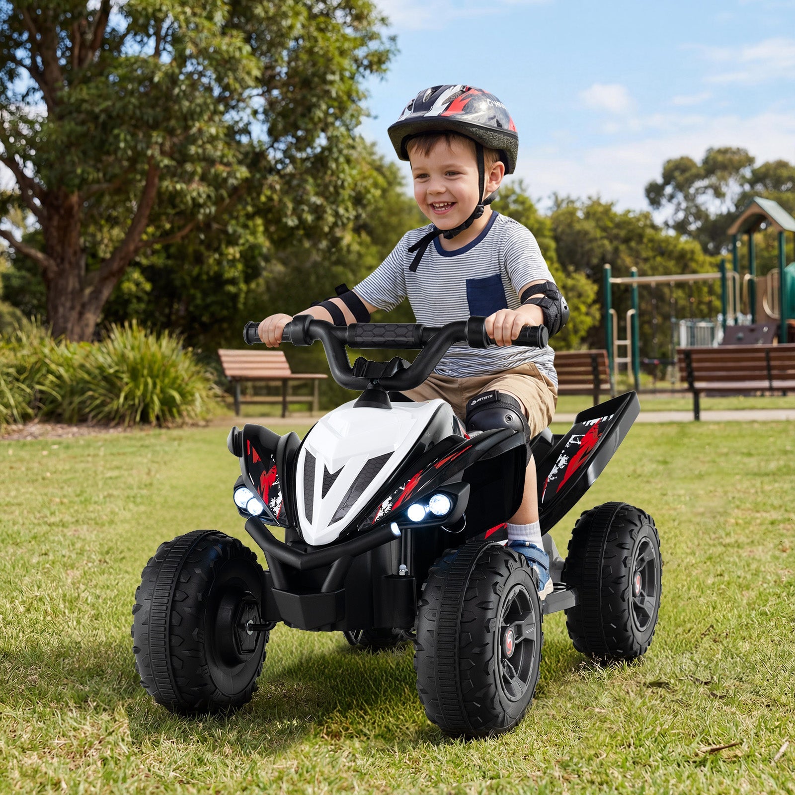 12V Kids Ride on Atv 4-Wheeler Quad with LED Lights and 7 Mph Max Speed
