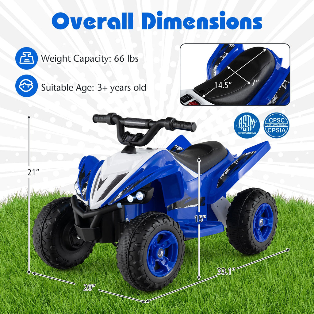 12V Kids Ride on Atv 4-Wheeler Quad with LED Lights and 7 Mph Max Speed
