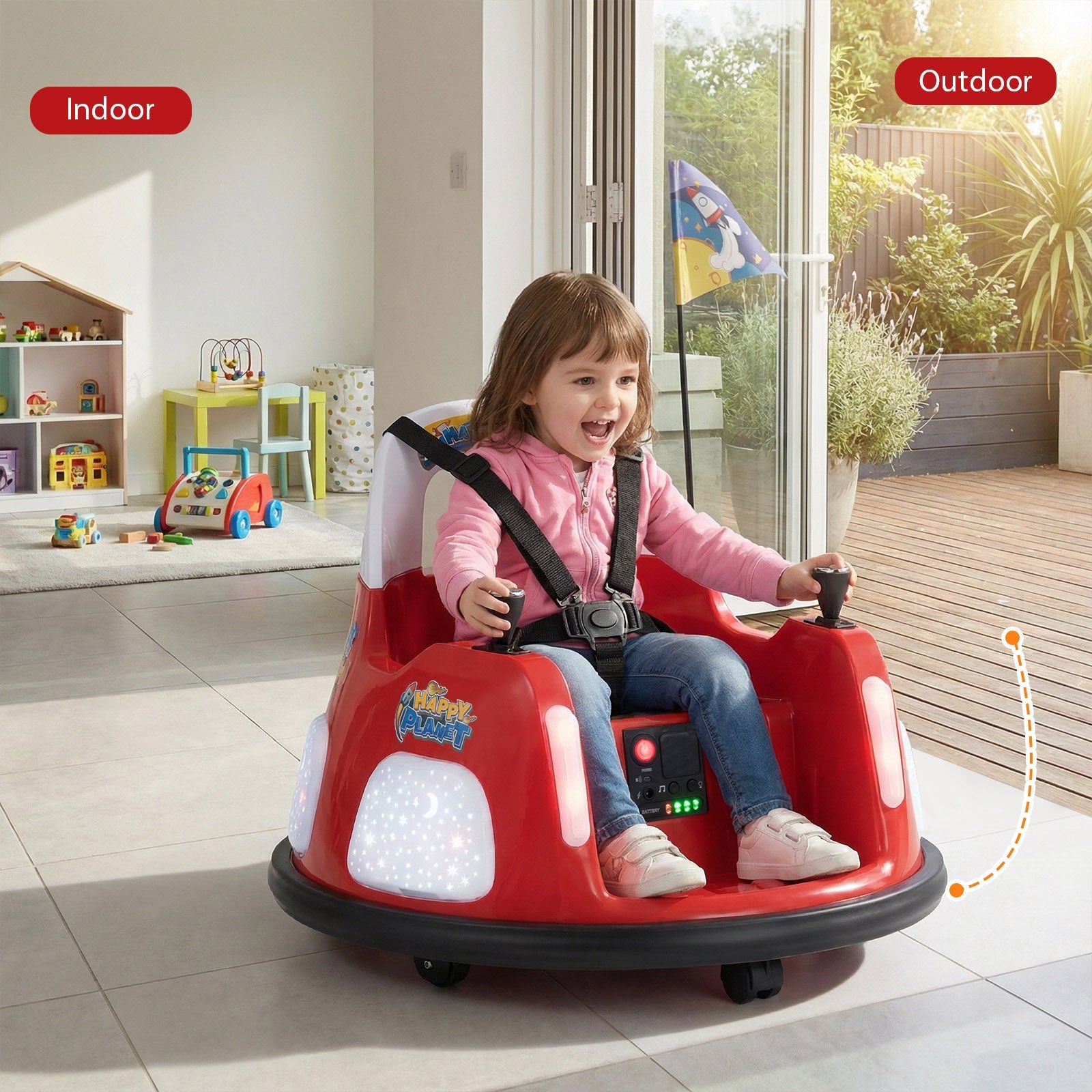 12V Kids Ride on Bumper Car with Remote Control and Flashing Lights