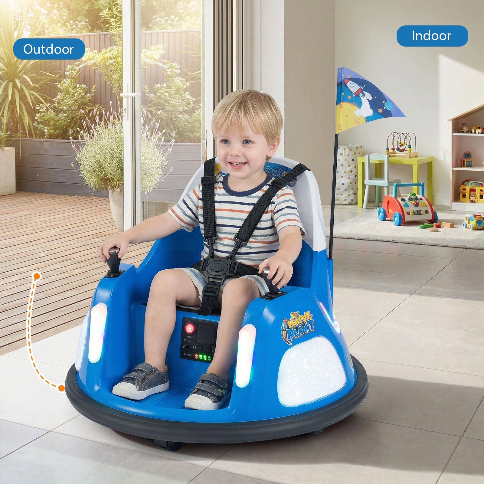 12V Kids Ride on Bumper Car with Remote Control and Flashing Lights