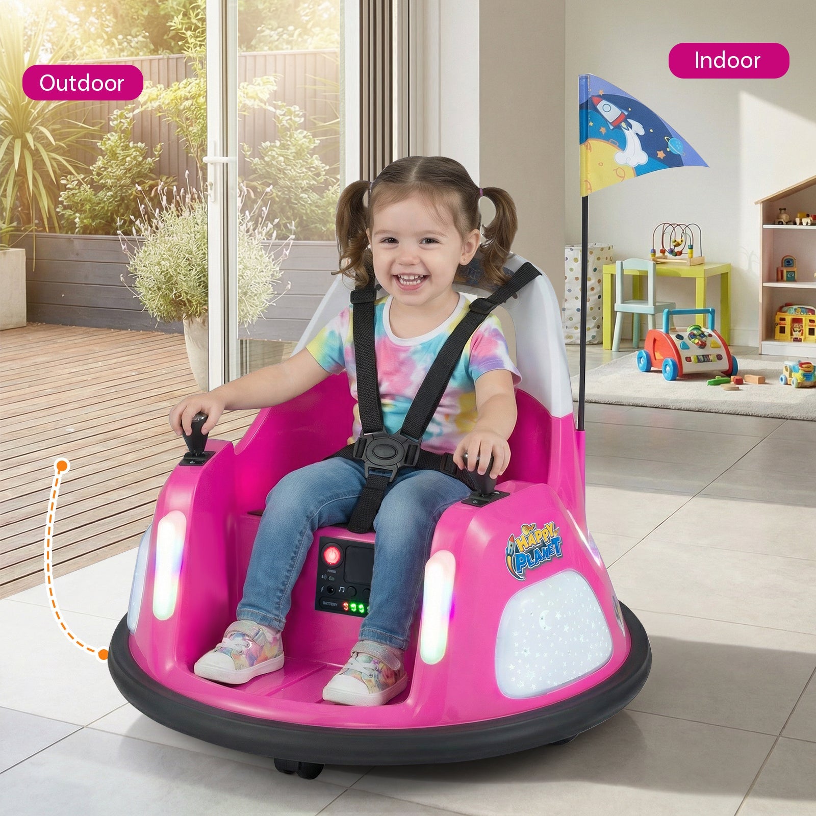 12V Kids Ride on Bumper Car with Remote Control and Flashing Lights