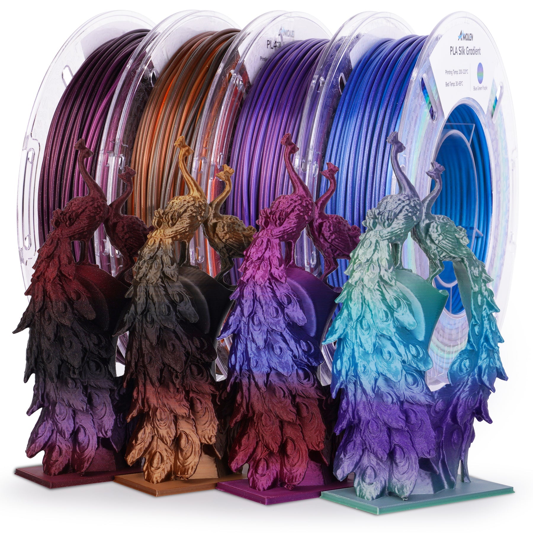 PLA Silk Shiny Gradient Variety Pack (4x200g) - 1.75MM - The misfit market