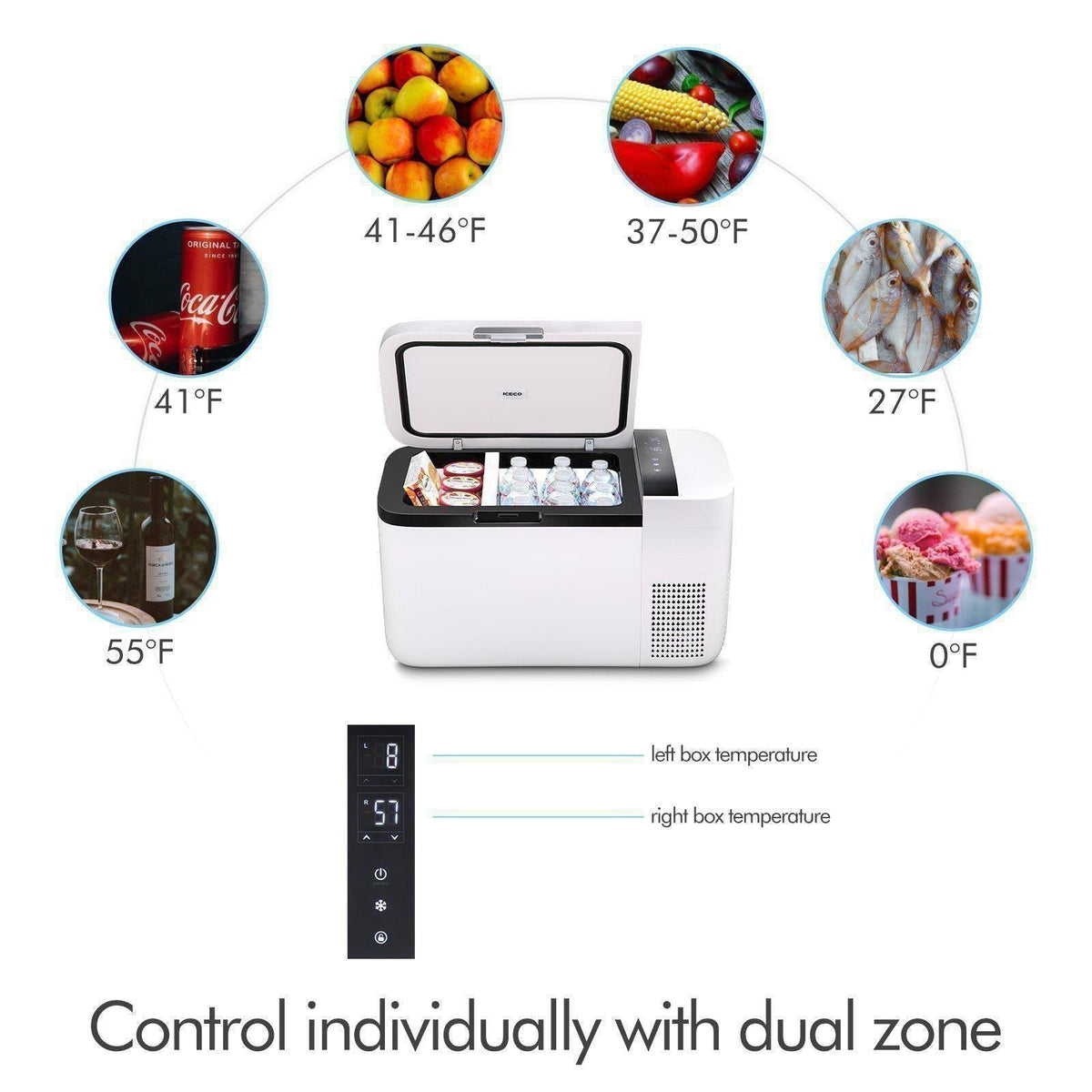 GO20 Dual Zone 12V Portable Freezer - White | ICECO | 20 LT - The misfit market