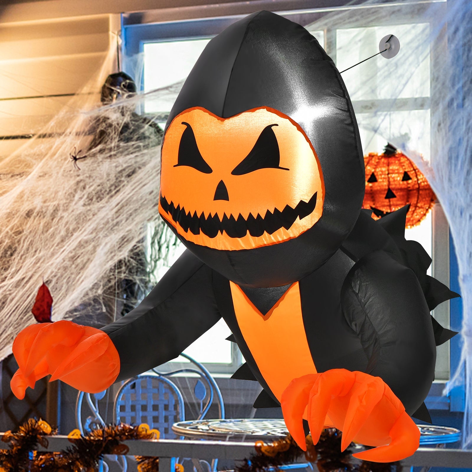 3.3 Feet Halloween Inflatable Pumpkin Head Ghost Broke Out From Window