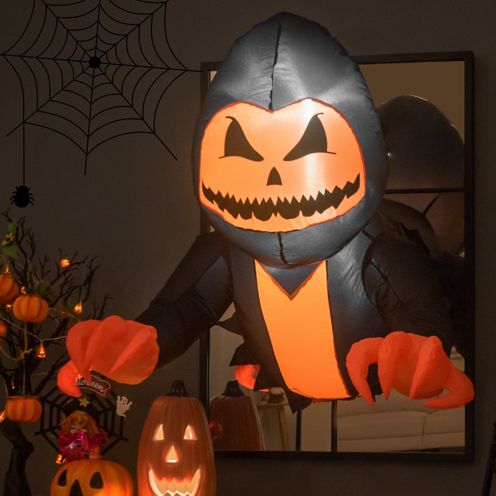 3.3 Feet Halloween Inflatable Pumpkin Head Ghost Broke Out From Window