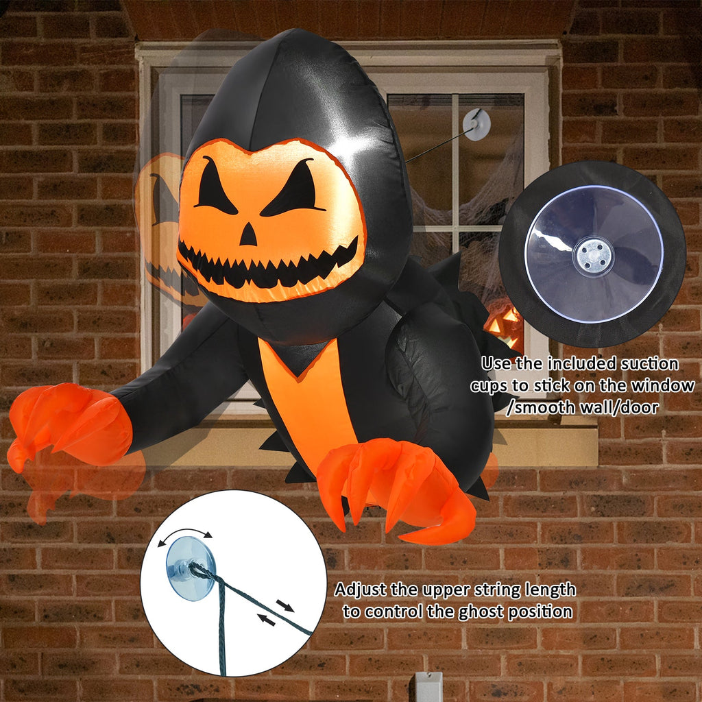3.3 Feet Halloween Inflatable Pumpkin Head Ghost Broke Out From Window