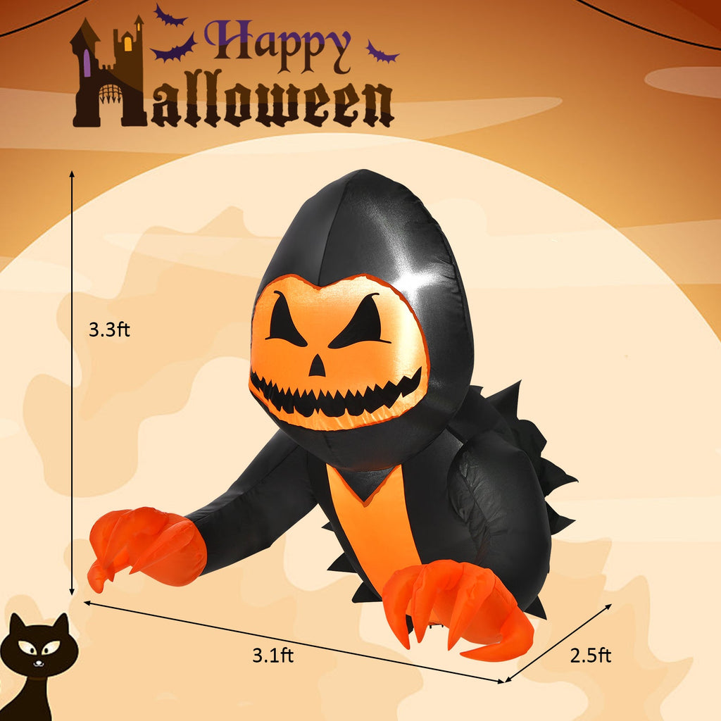 3.3 Feet Halloween Inflatable Pumpkin Head Ghost Broke Out From Window