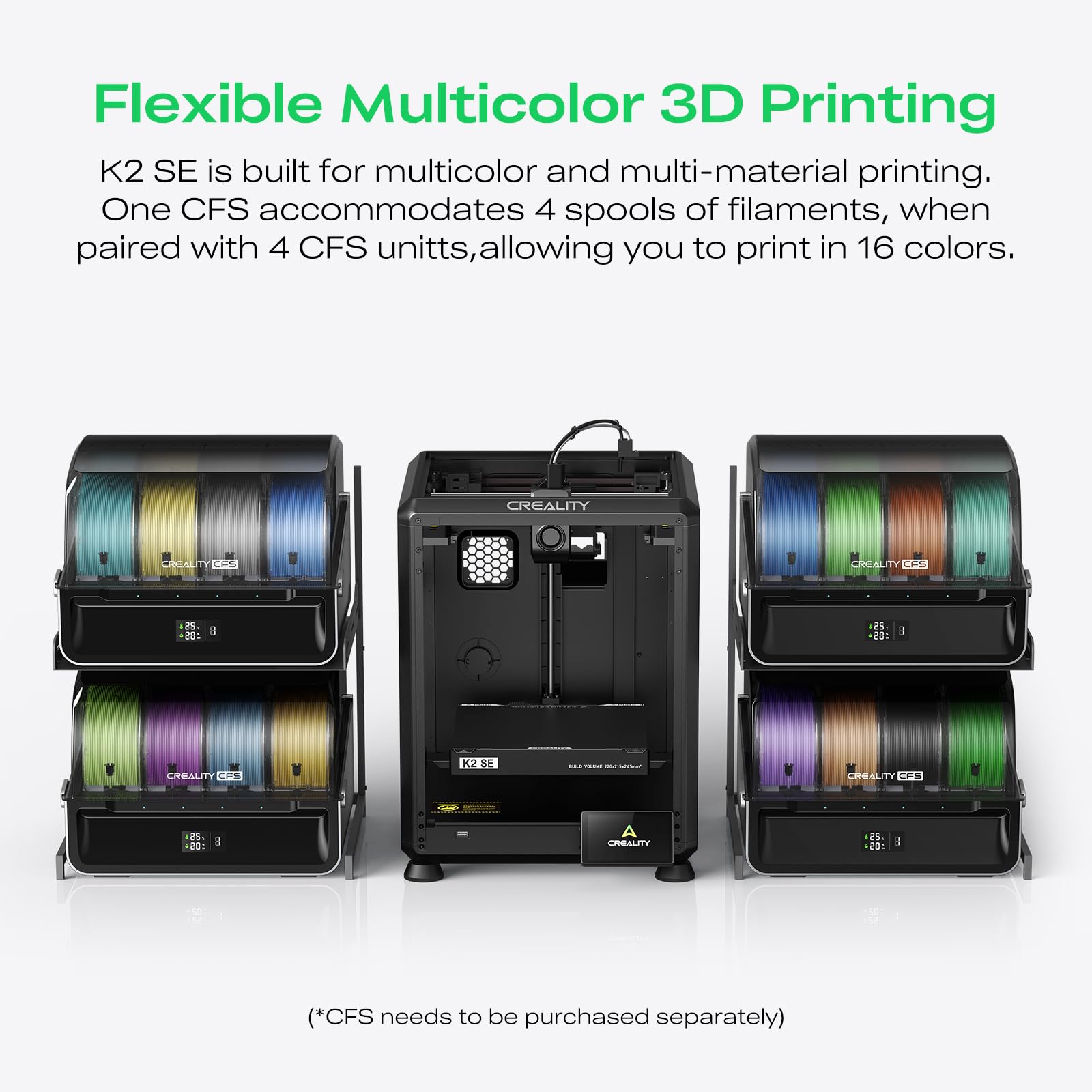 Creality K2 SE 3D Printer, 500mm/s High-Speed Printing, Support Multi Color 3D Printing Needs CFS, Solid Metal Build, Auto Leveling, Direct Drive Extruder, Quick-Swap Nozzle, 220×215×245mm Print Size - The misfit market