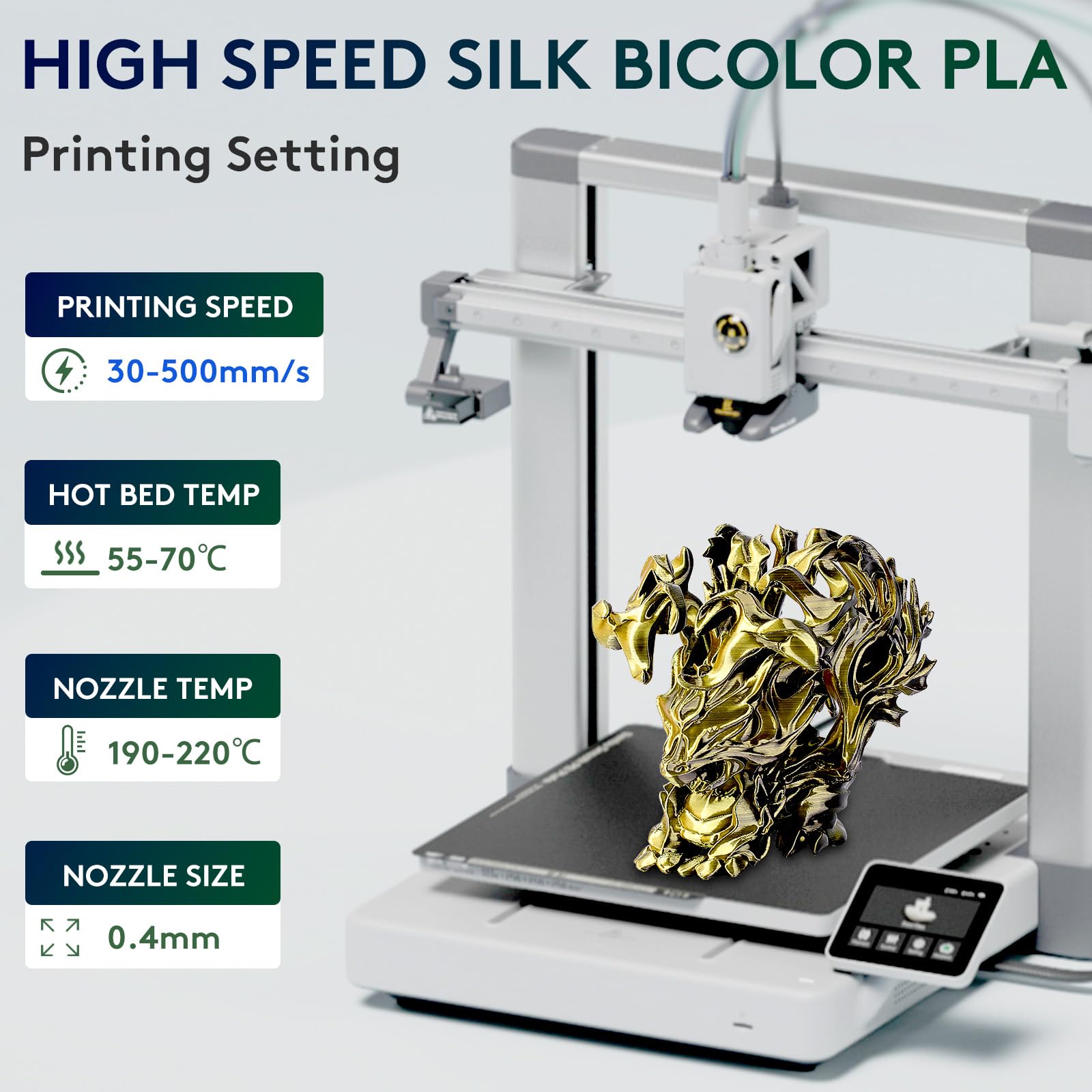 ERYONE Silk Tri Color PLA Filament 3D Printer 1.75mm +/- 0.03mm, Multicolor Filament Tricolor PLA Bundle 2KG Cardboard Spool, Red Blue Green - The misfit market