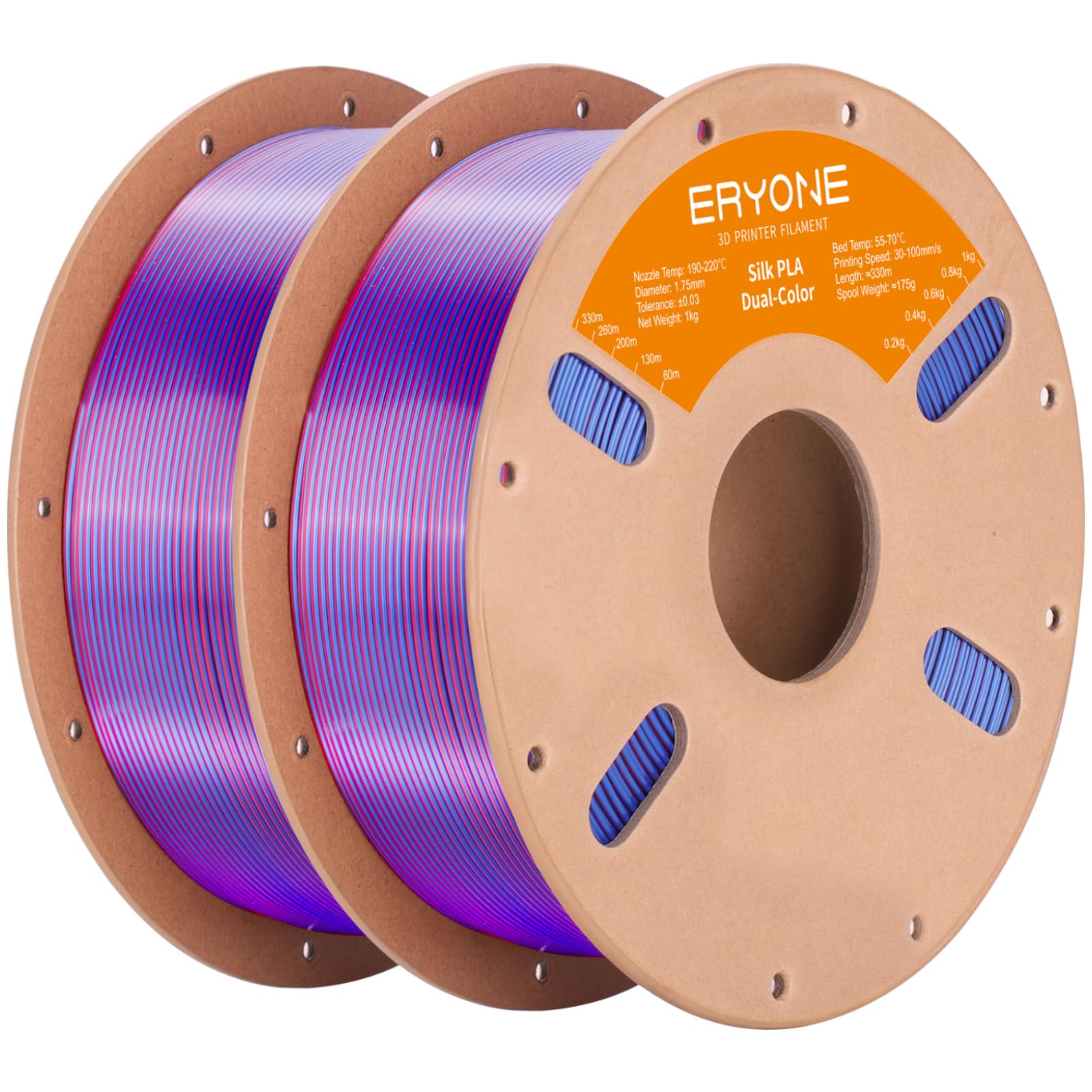 ERYONE Silk Tri Color PLA Filament 3D Printer 1.75mm +/- 0.03mm, Multicolor Filament Tricolor PLA Bundle 2KG Cardboard Spool, Red Blue Green - The misfit market