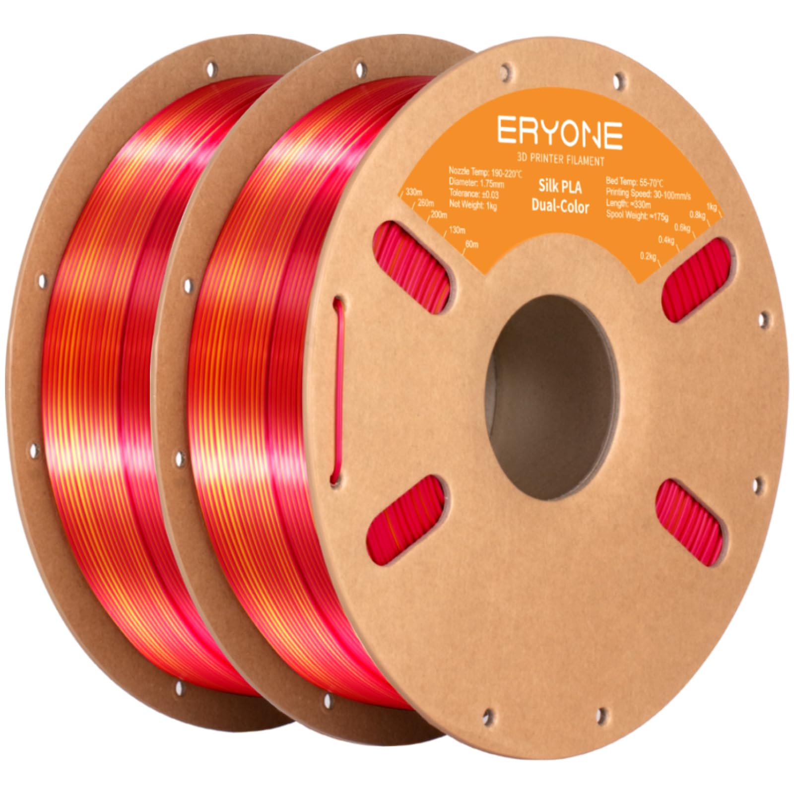 ERYONE Silk Tri Color PLA Filament 3D Printer 1.75mm +/- 0.03mm, Multicolor Filament Tricolor PLA Bundle 2KG Cardboard Spool, Red Blue Green - The misfit market