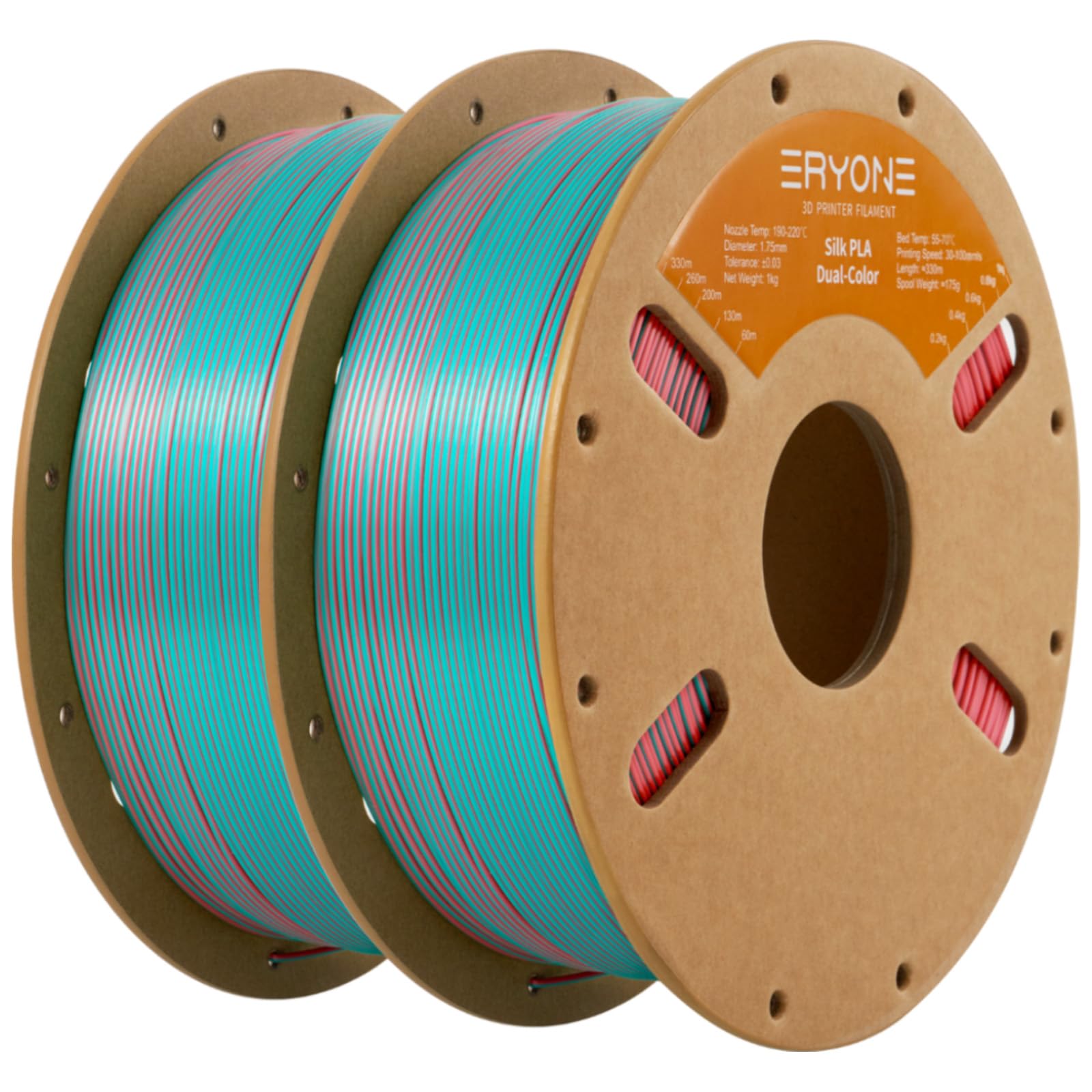 ERYONE Silk Tri Color PLA Filament 3D Printer 1.75mm +/- 0.03mm, Multicolor Filament Tricolor PLA Bundle 2KG Cardboard Spool, Red Blue Green - The misfit market