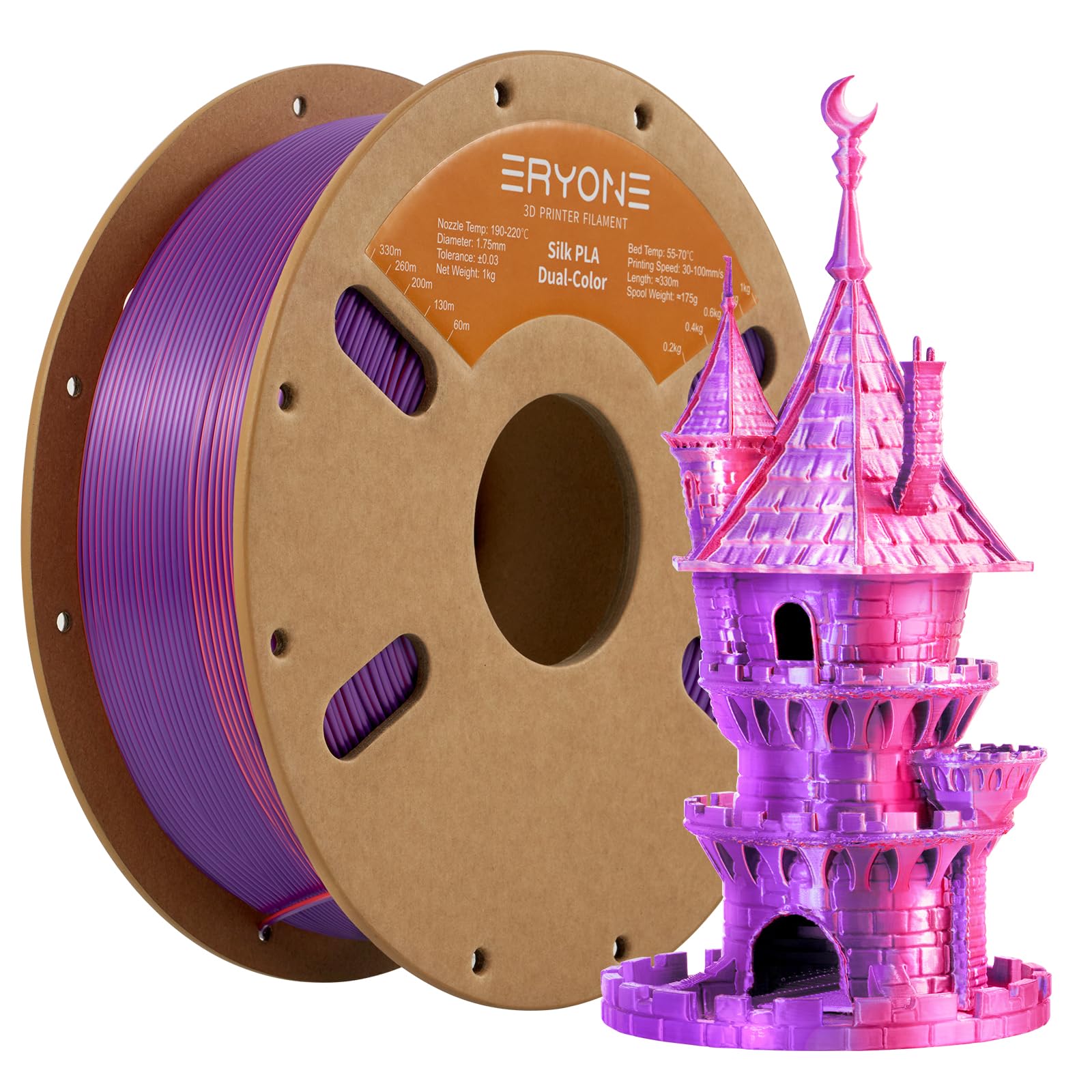 ERYONE Silk Tri Color PLA Filament 3D Printer 1.75mm +/- 0.03mm, Multicolor Filament Tricolor PLA Bundle 2KG Cardboard Spool, Red Blue Green - The misfit market