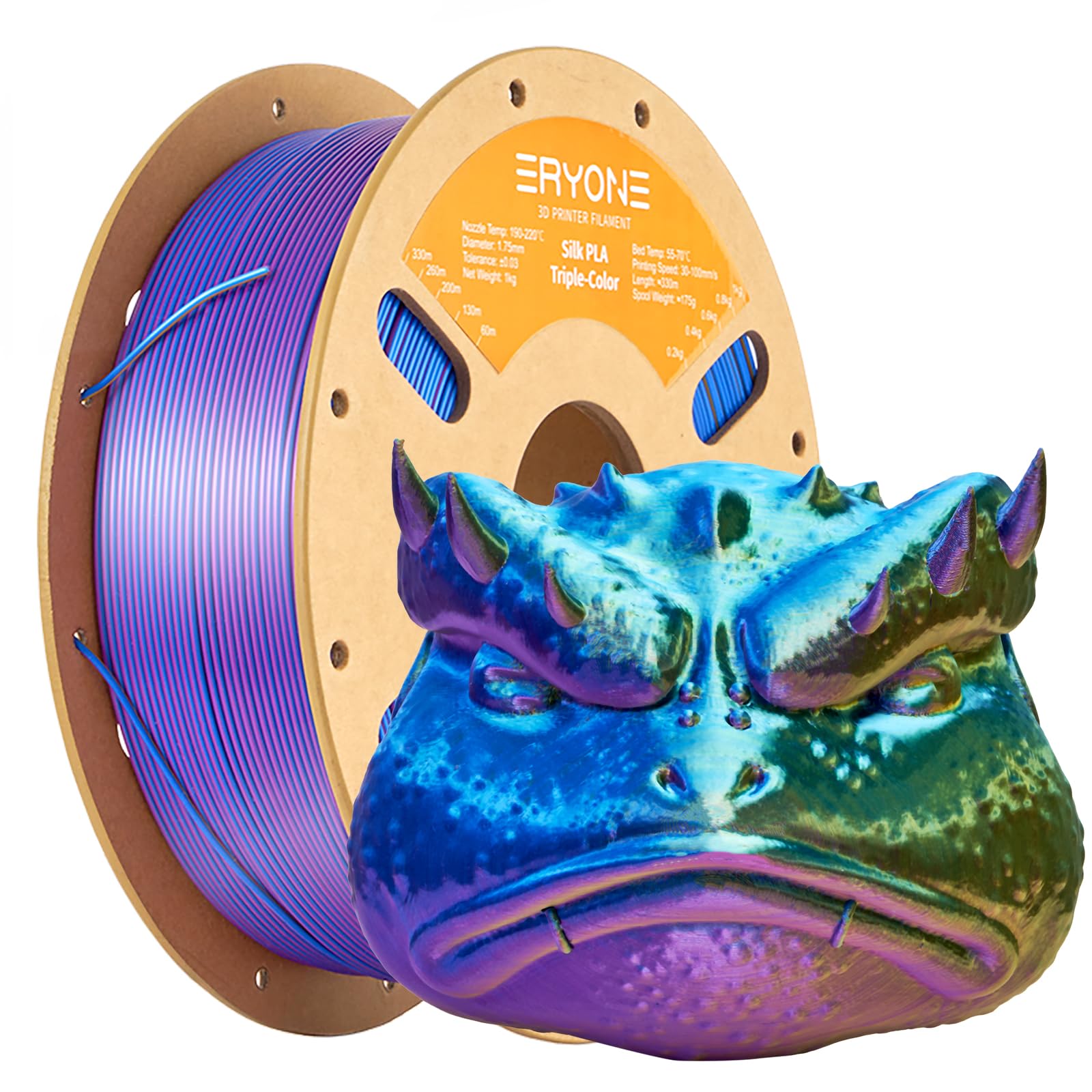 ERYONE Silk Tri Color PLA Filament 3D Printer 1.75mm +/- 0.03mm, Multicolor Filament Tricolor PLA Bundle 2KG Cardboard Spool, Red Blue Green - The misfit market