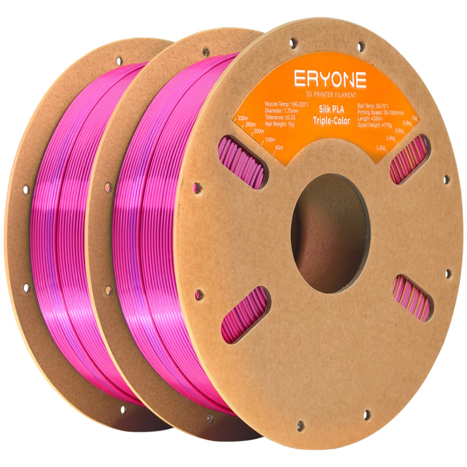 ERYONE Silk Tri Color PLA Filament 3D Printer 1.75mm +/- 0.03mm, Multicolor Filament Tricolor PLA Bundle 2KG Cardboard Spool, Red Blue Green - The misfit market