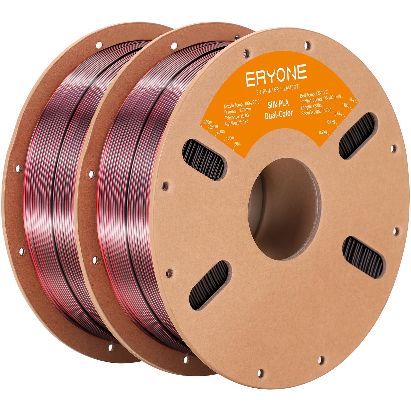 ERYONE Silk Tri Color PLA Filament 3D Printer 1.75mm +/- 0.03mm, Multicolor Filament Tricolor PLA Bundle 2KG Cardboard Spool, Red Blue Green - The misfit market