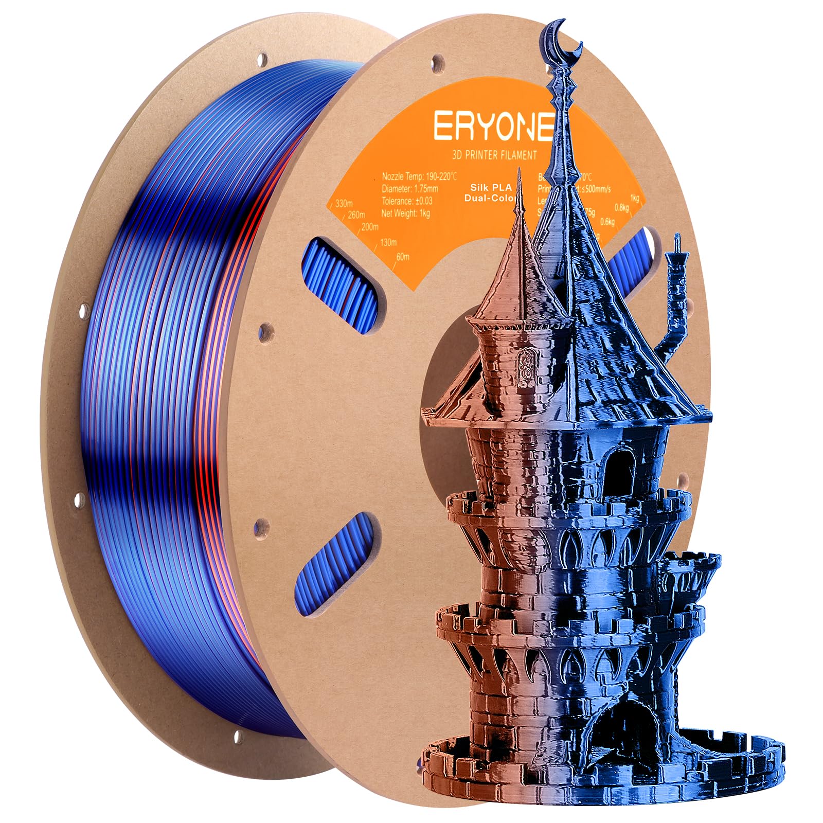 ERYONE Silk Tri Color PLA Filament 3D Printer 1.75mm +/- 0.03mm, Multicolor Filament Tricolor PLA Bundle 2KG Cardboard Spool, Red Blue Green - The misfit market