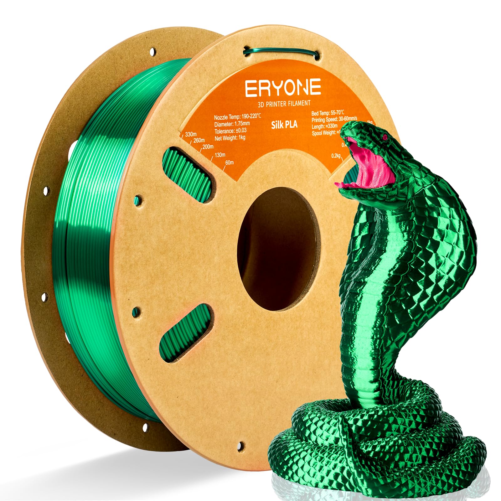 ERYONE Silk Tri Color PLA Filament 3D Printer 1.75mm +/- 0.03mm, Multicolor Filament Tricolor PLA Bundle 2KG Cardboard Spool, Red Blue Green - The misfit market
