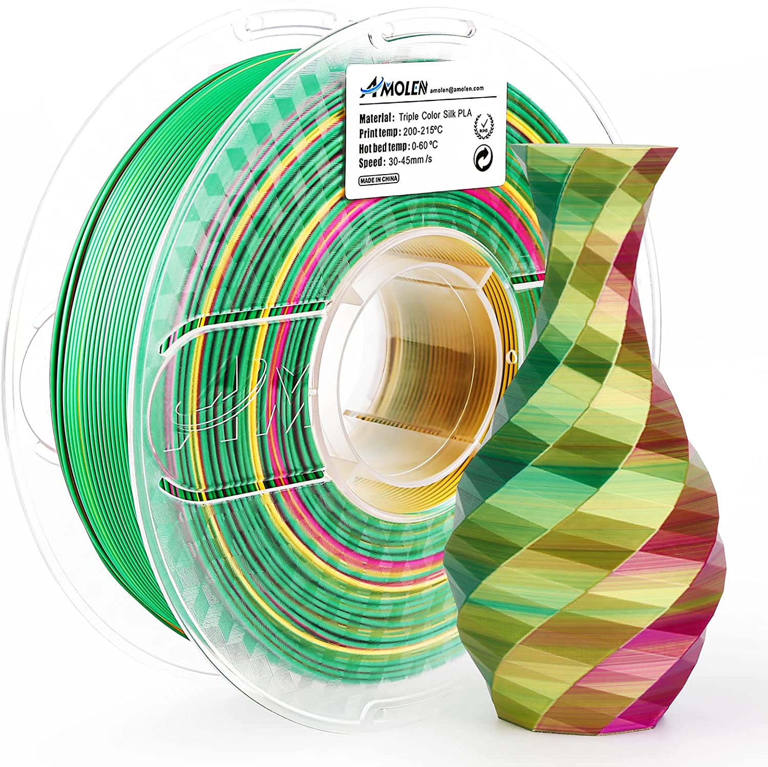 PLA Silk Triple Color 1.75mm, 1KG/2.2LB - The misfit market