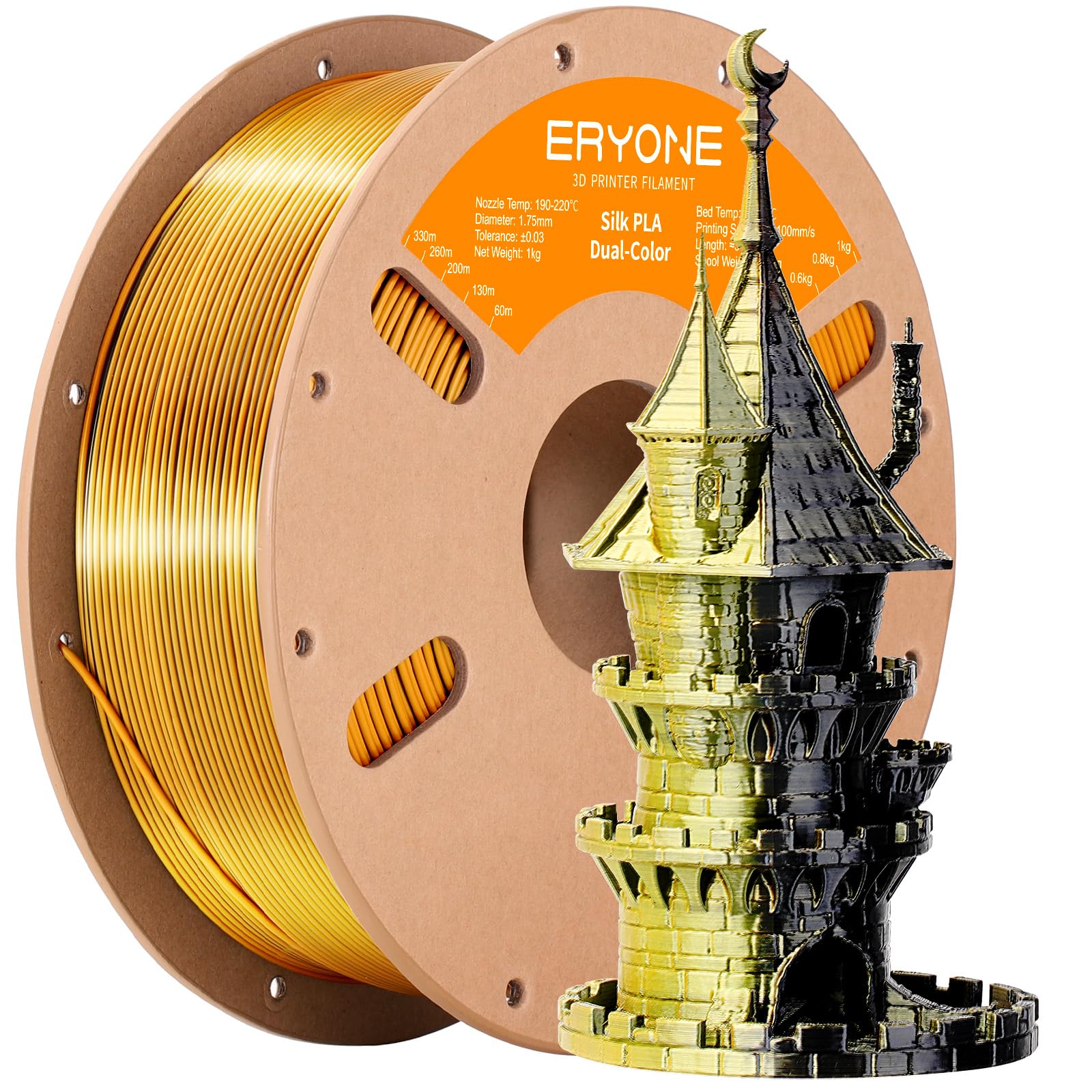 ERYONE Silk Tri Color PLA Filament 3D Printer 1.75mm +/- 0.03mm, Multicolor Filament Tricolor PLA Bundle 2KG Cardboard Spool, Red Blue Green - The misfit market
