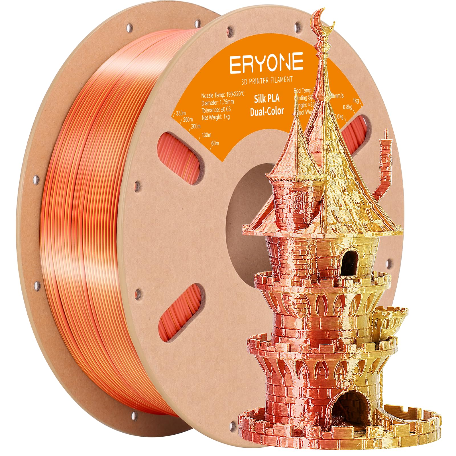 ERYONE Silk Tri Color PLA Filament 3D Printer 1.75mm +/- 0.03mm, Multicolor Filament Tricolor PLA Bundle 2KG Cardboard Spool, Red Blue Green - The misfit market