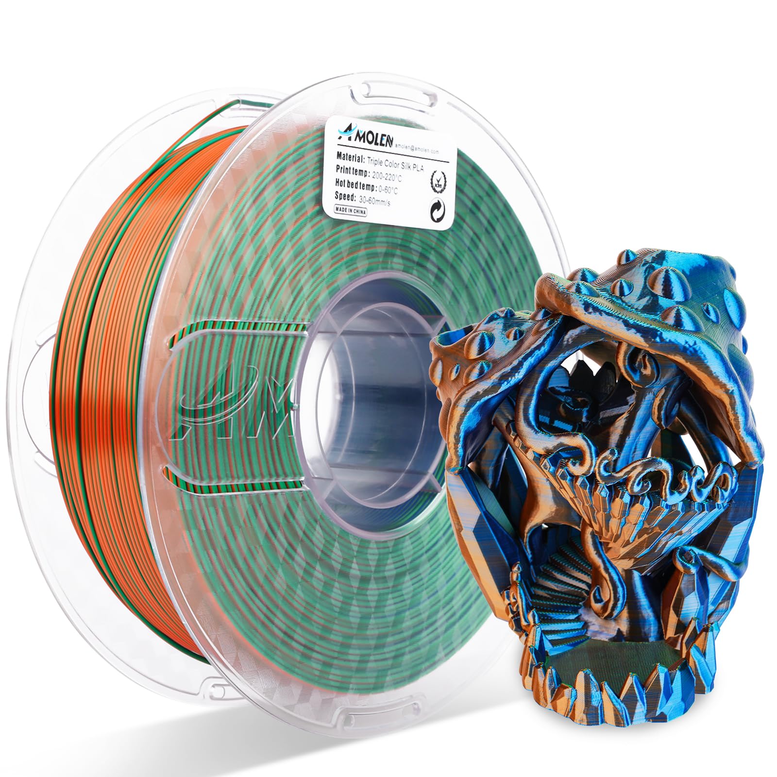 PLA Silk Triple Color 1.75mm, 1KG/2.2LB - The misfit market