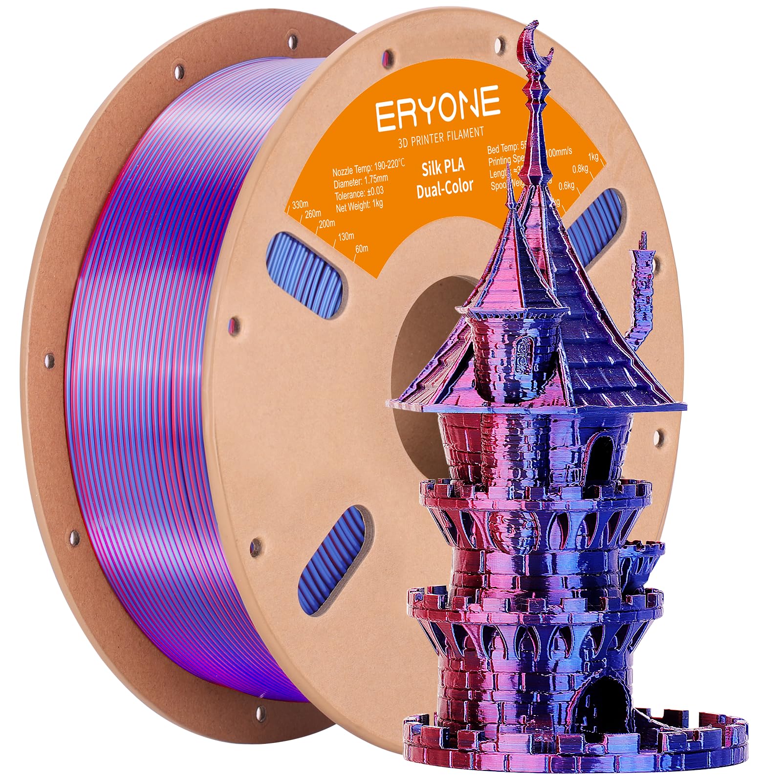 ERYONE Silk Tri Color PLA Filament 3D Printer 1.75mm +/- 0.03mm, Multicolor Filament Tricolor PLA Bundle 2KG Cardboard Spool, Red Blue Green - The misfit market