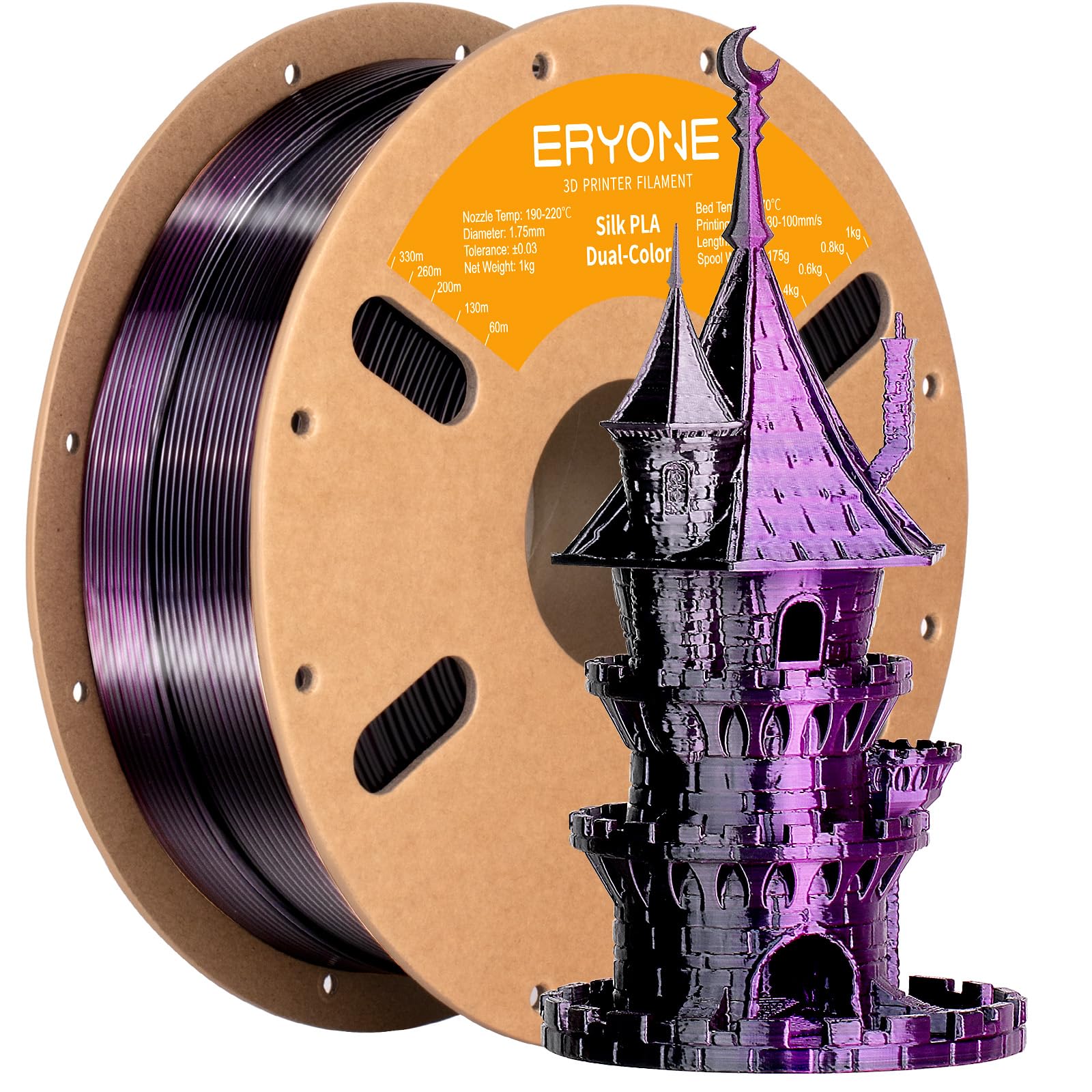 ERYONE Silk Tri Color PLA Filament 3D Printer 1.75mm +/- 0.03mm, Multicolor Filament Tricolor PLA Bundle 2KG Cardboard Spool, Red Blue Green - The misfit market