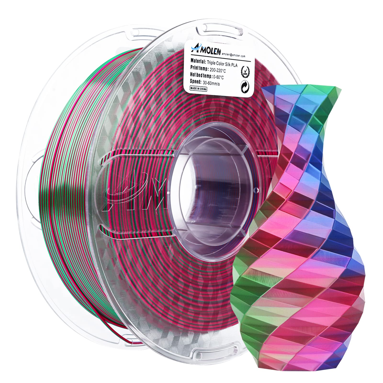 PLA Silk Triple Color 1.75mm, 1KG/2.2LB - The misfit market