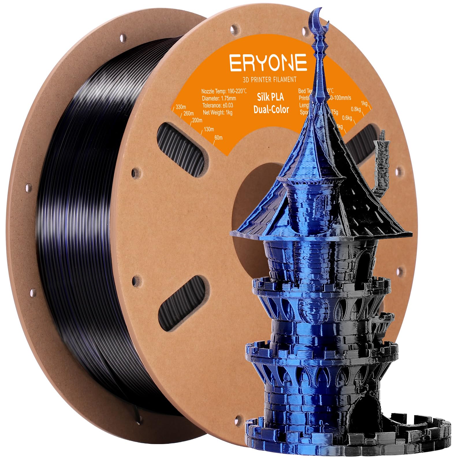 ERYONE Silk Tri Color PLA Filament 3D Printer 1.75mm +/- 0.03mm, Multicolor Filament Tricolor PLA Bundle 2KG Cardboard Spool, Red Blue Green - The misfit market