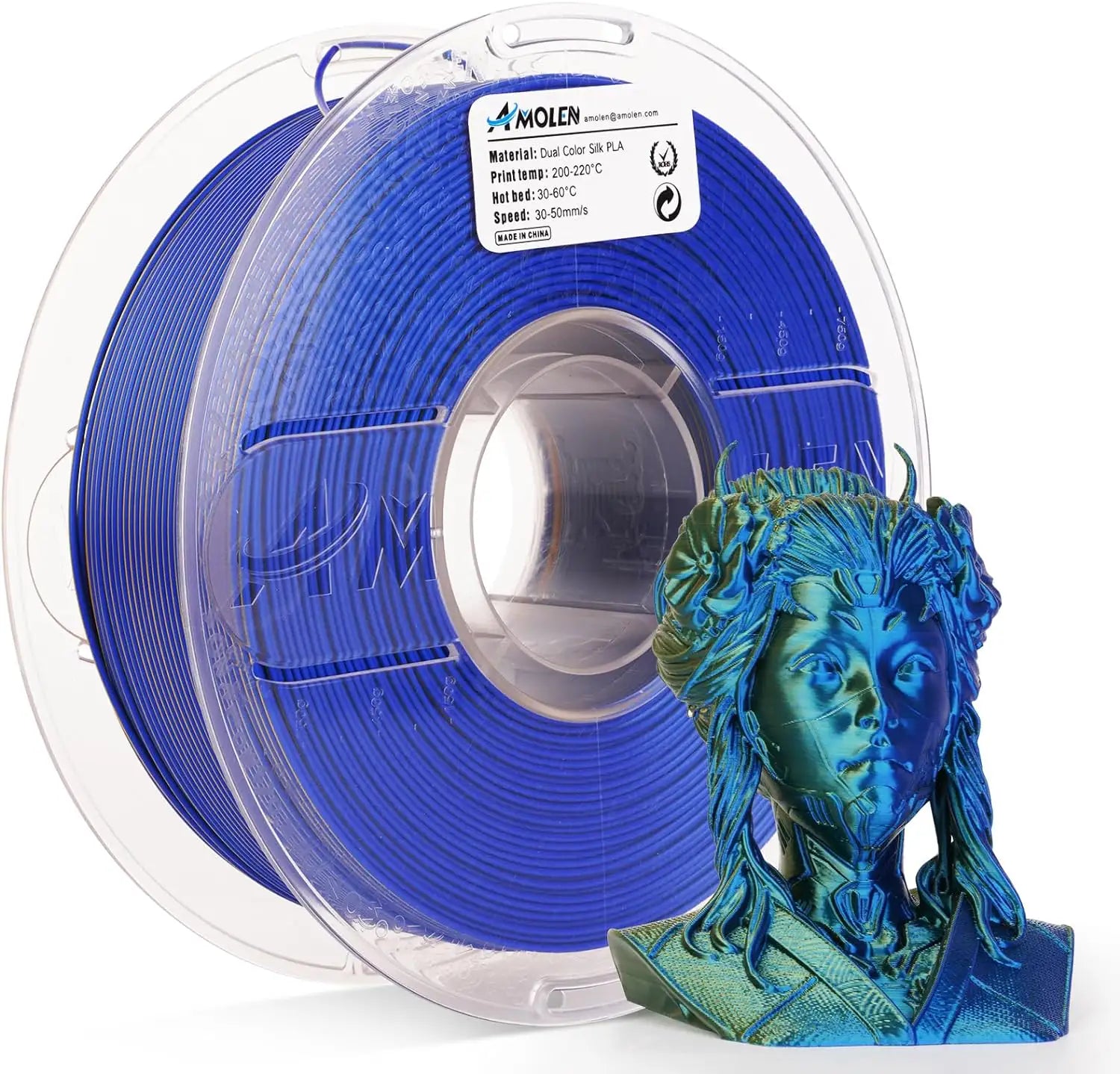 PLA Silk Dual Color 3D Filament 1.75mm 1KG | the misfit market - The misfit market