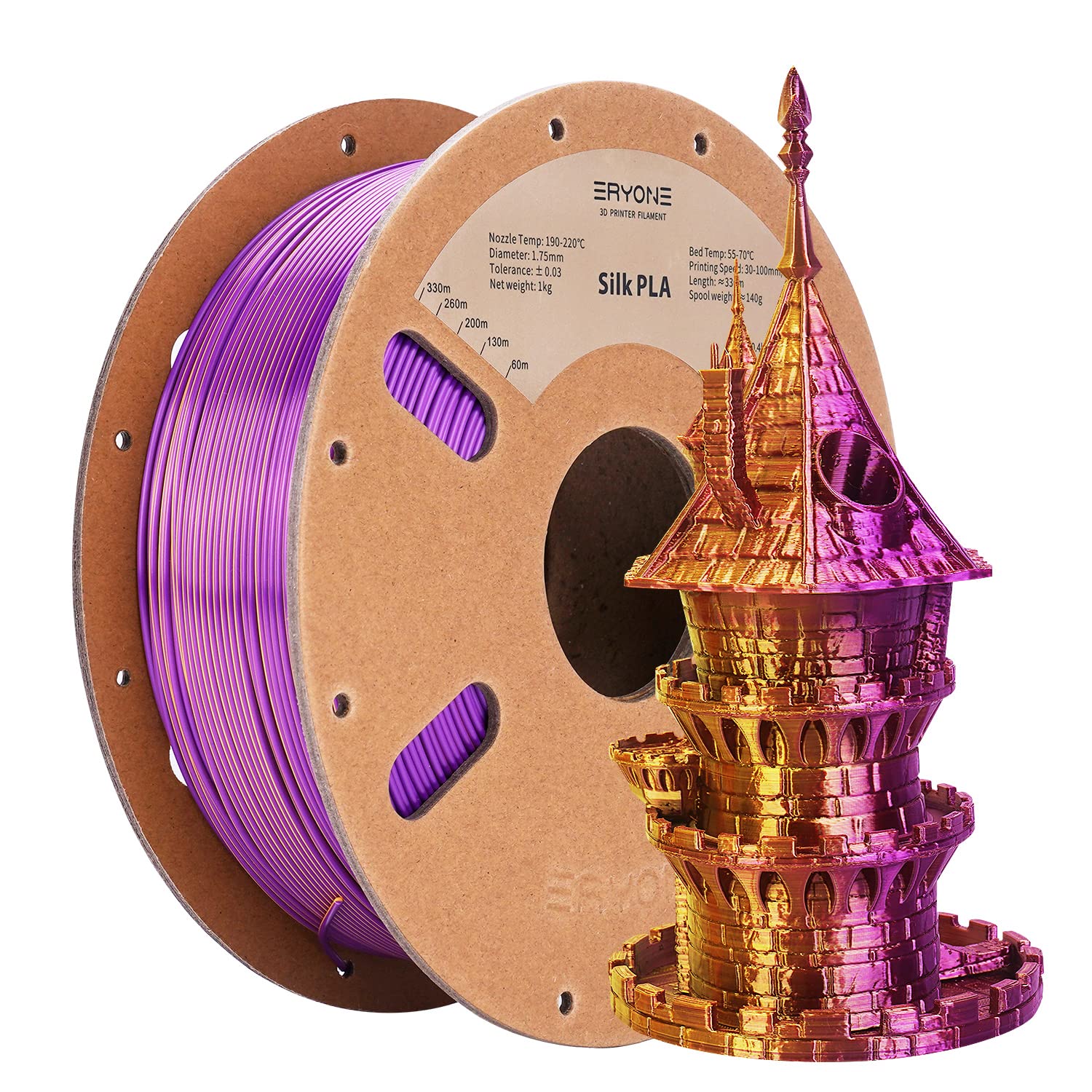 ERYONE Silk Tri Color PLA Filament 3D Printer 1.75mm +/- 0.03mm, Multicolor Filament Tricolor PLA Bundle 2KG Cardboard Spool, Red Blue Green - The misfit market