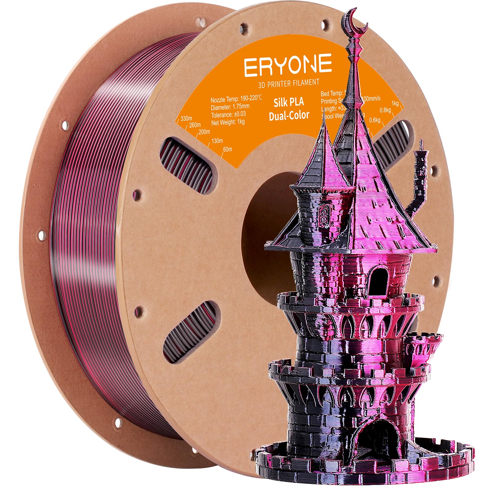 ERYONE Silk Tri Color PLA Filament 3D Printer 1.75mm +/- 0.03mm, Multicolor Filament Tricolor PLA Bundle 2KG Cardboard Spool, Red Blue Green - The misfit market