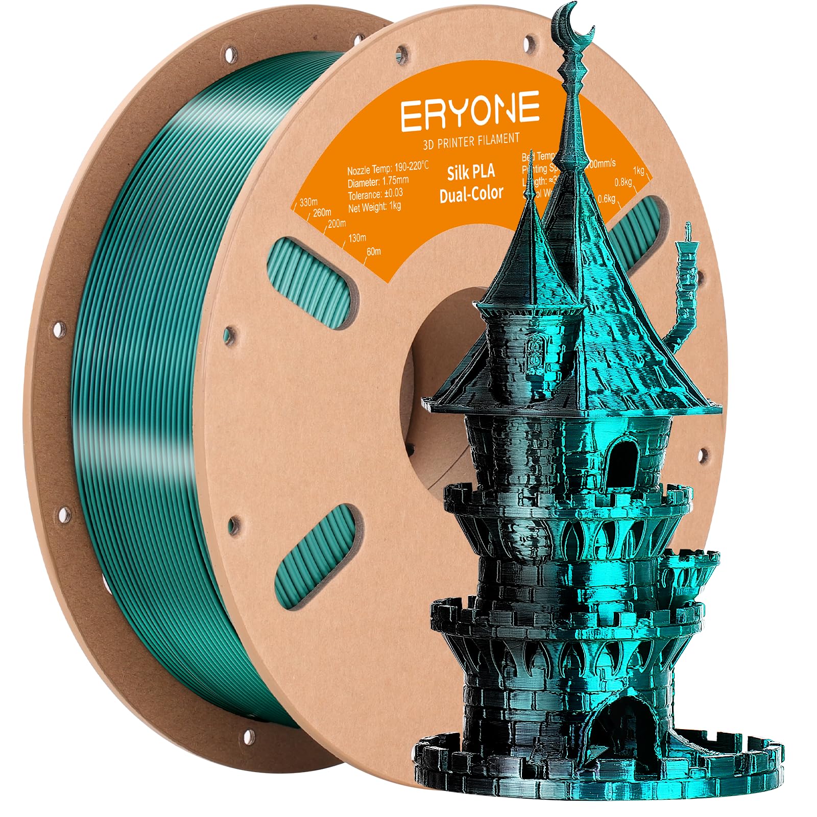ERYONE Silk Tri Color PLA Filament 3D Printer 1.75mm +/- 0.03mm, Multicolor Filament Tricolor PLA Bundle 2KG Cardboard Spool, Red Blue Green - The misfit market