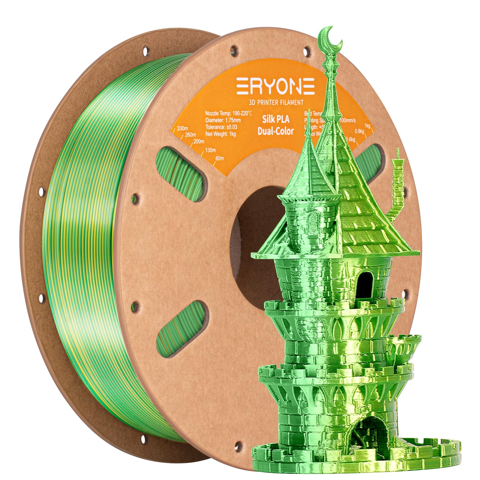 ERYONE Silk Tri Color PLA Filament 3D Printer 1.75mm +/- 0.03mm, Multicolor Filament Tricolor PLA Bundle 2KG Cardboard Spool, Red Blue Green - The misfit market