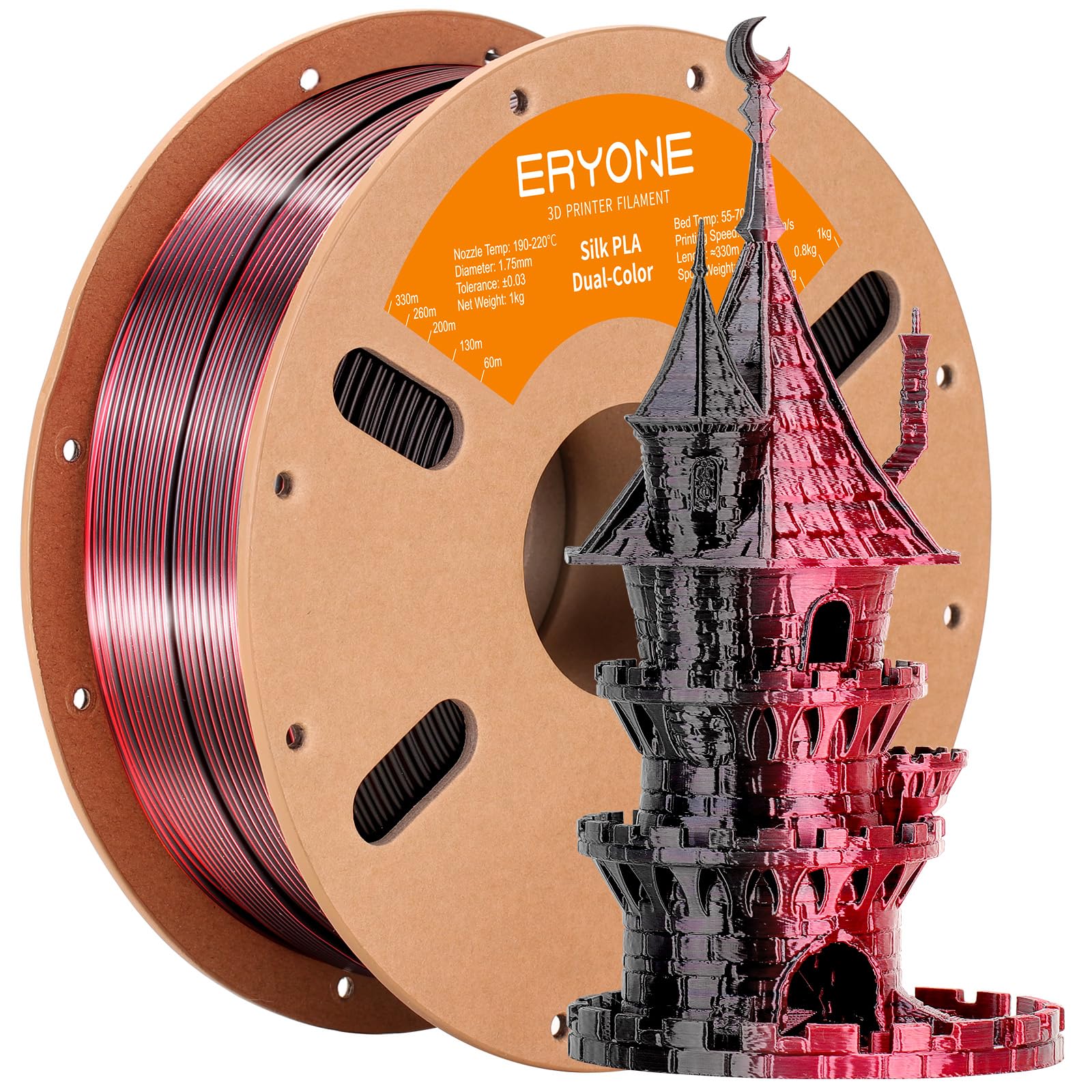 ERYONE Silk Tri Color PLA Filament 3D Printer 1.75mm +/- 0.03mm, Multicolor Filament Tricolor PLA Bundle 2KG Cardboard Spool, Red Blue Green - The misfit market