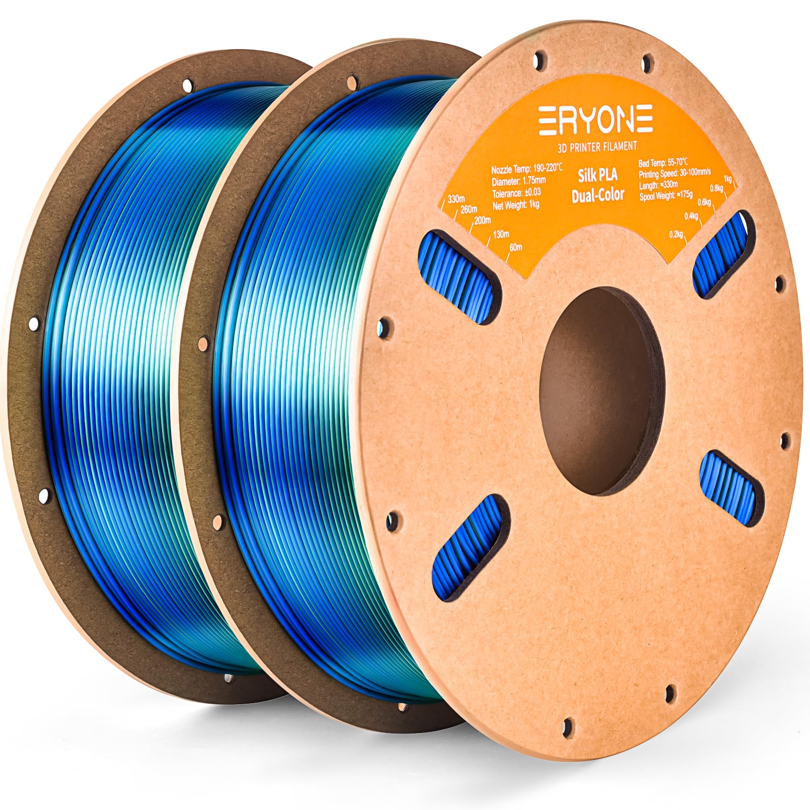 ERYONE Silk Tri Color PLA Filament 3D Printer 1.75mm +/- 0.03mm, Multicolor Filament Tricolor PLA Bundle 2KG Cardboard Spool, Red Blue Green - The misfit market