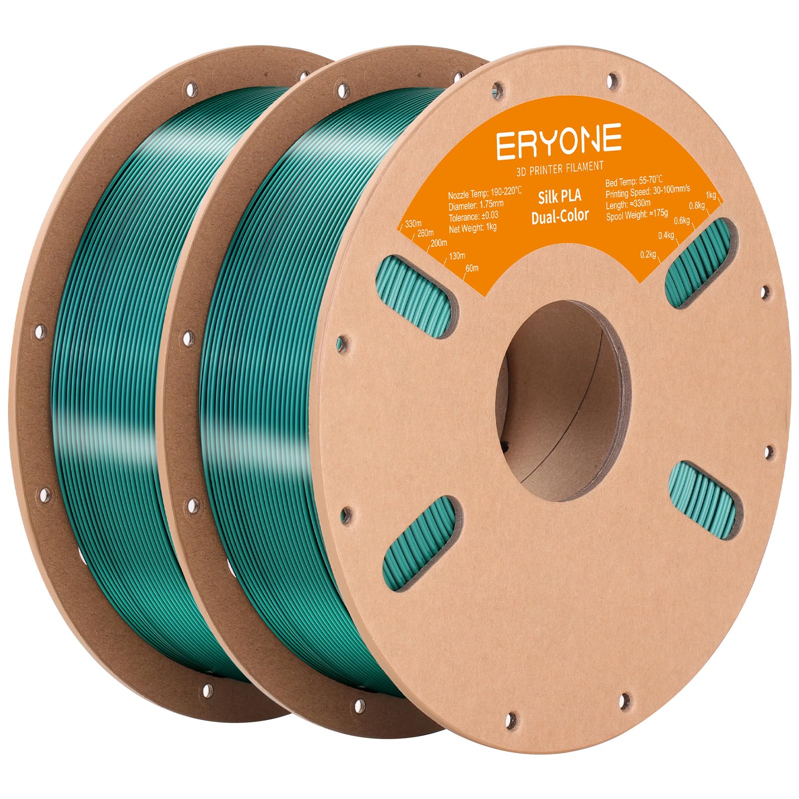 ERYONE Silk Tri Color PLA Filament 3D Printer 1.75mm +/- 0.03mm, Multicolor Filament Tricolor PLA Bundle 2KG Cardboard Spool, Red Blue Green - The misfit market