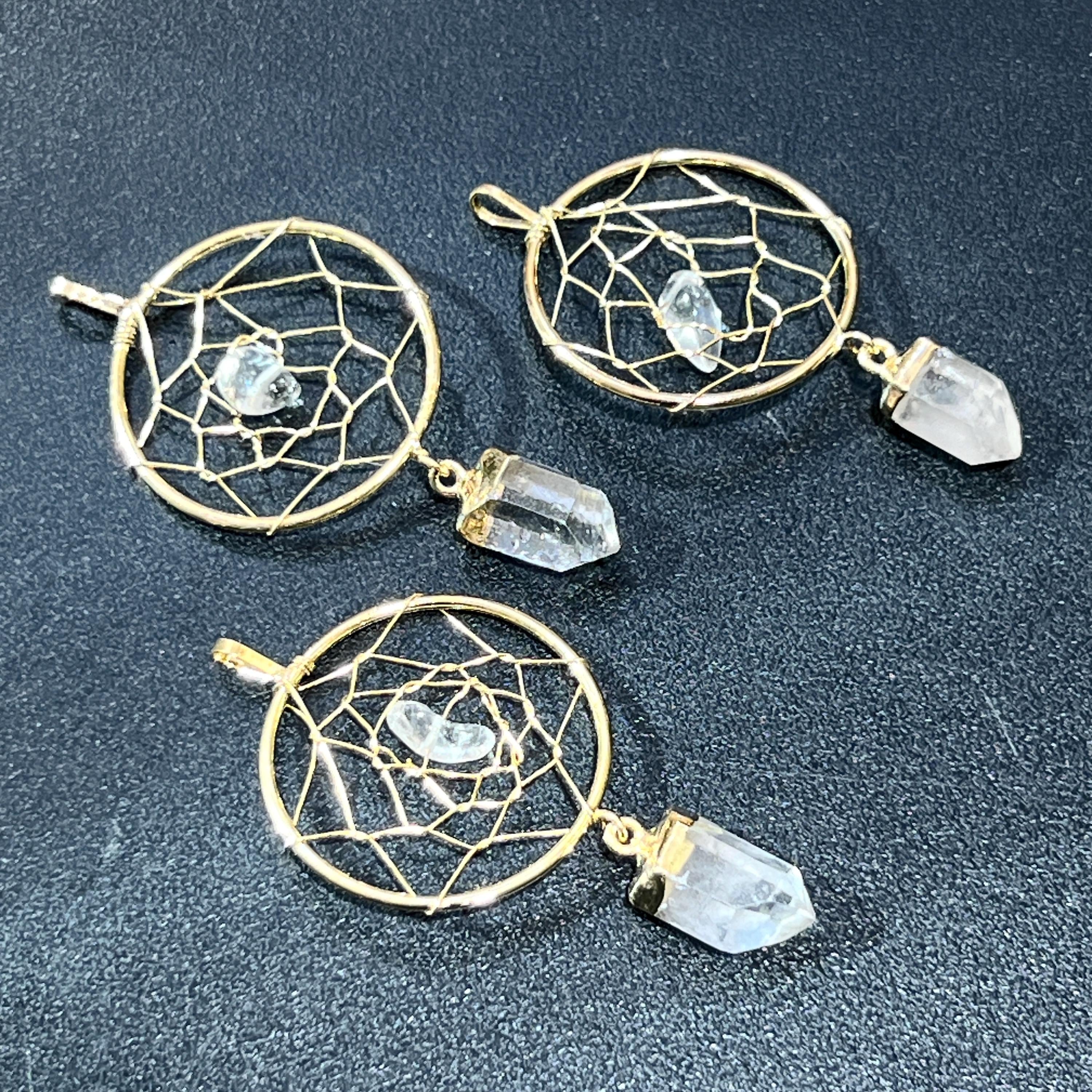 Dreamcatcher Crystal Pendant (Quartz Point)(Gold Plated) - The misfit market