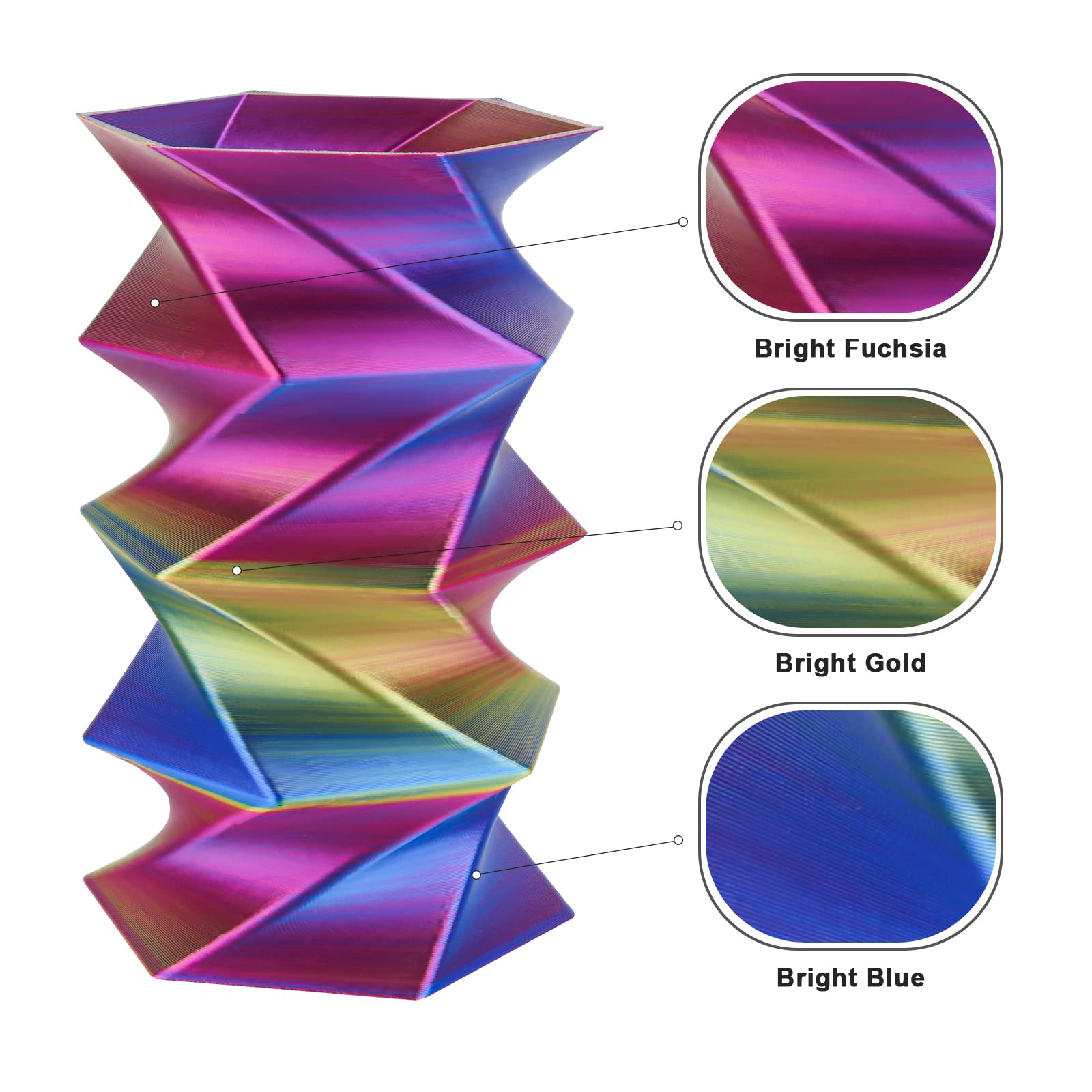 PLA Silk Triple Color 1.75mm, 1KG/2.2LB - The misfit market