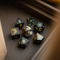 Black Gemstone Eagle Eye Hand Carved DND Dice Set - The misfit market